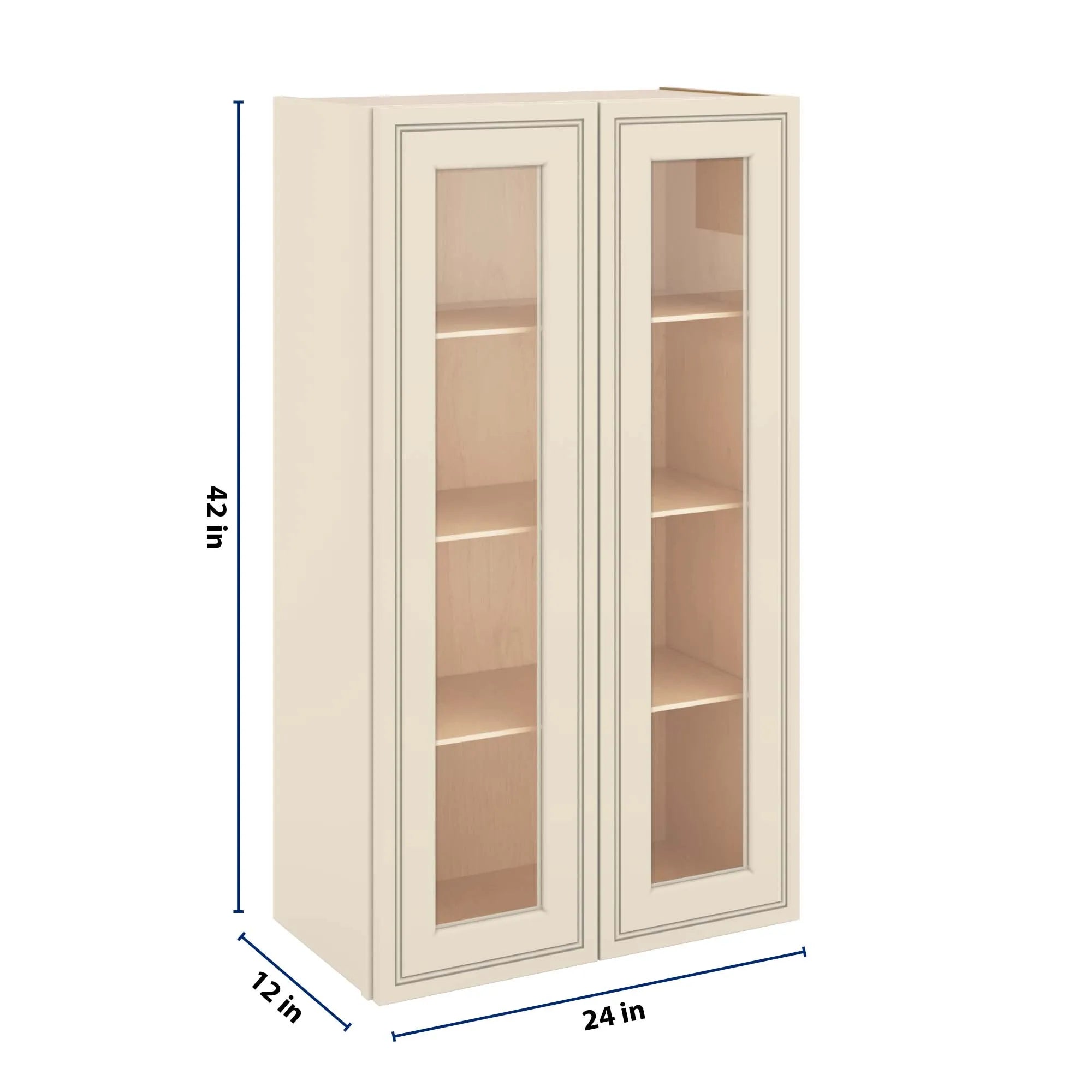 J&K Pearl Glazed H9 Wall Glass Cabinet - 24" W x 42" H (No Glass Insert)