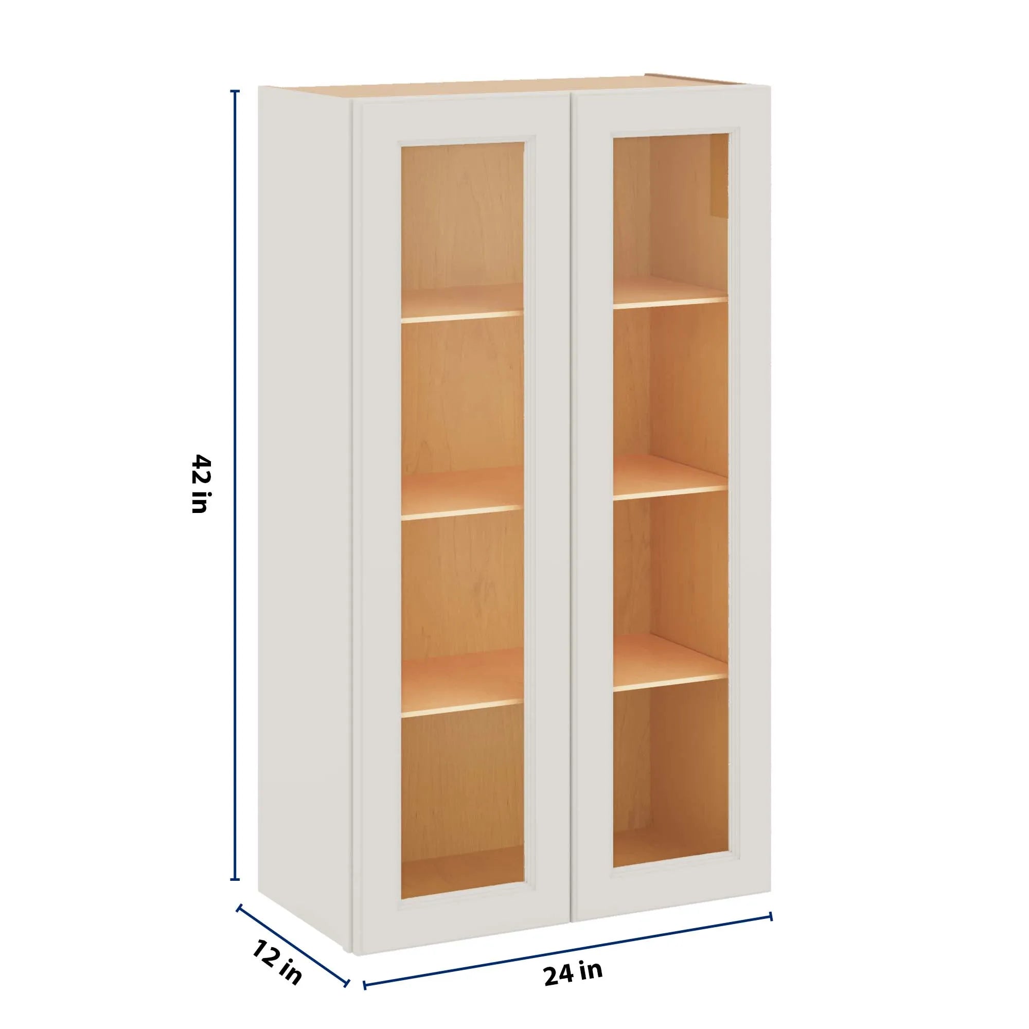 J&K Dove E1 Wall Glass Cabinet - 24" W x 42" H (No Glass Insert)
