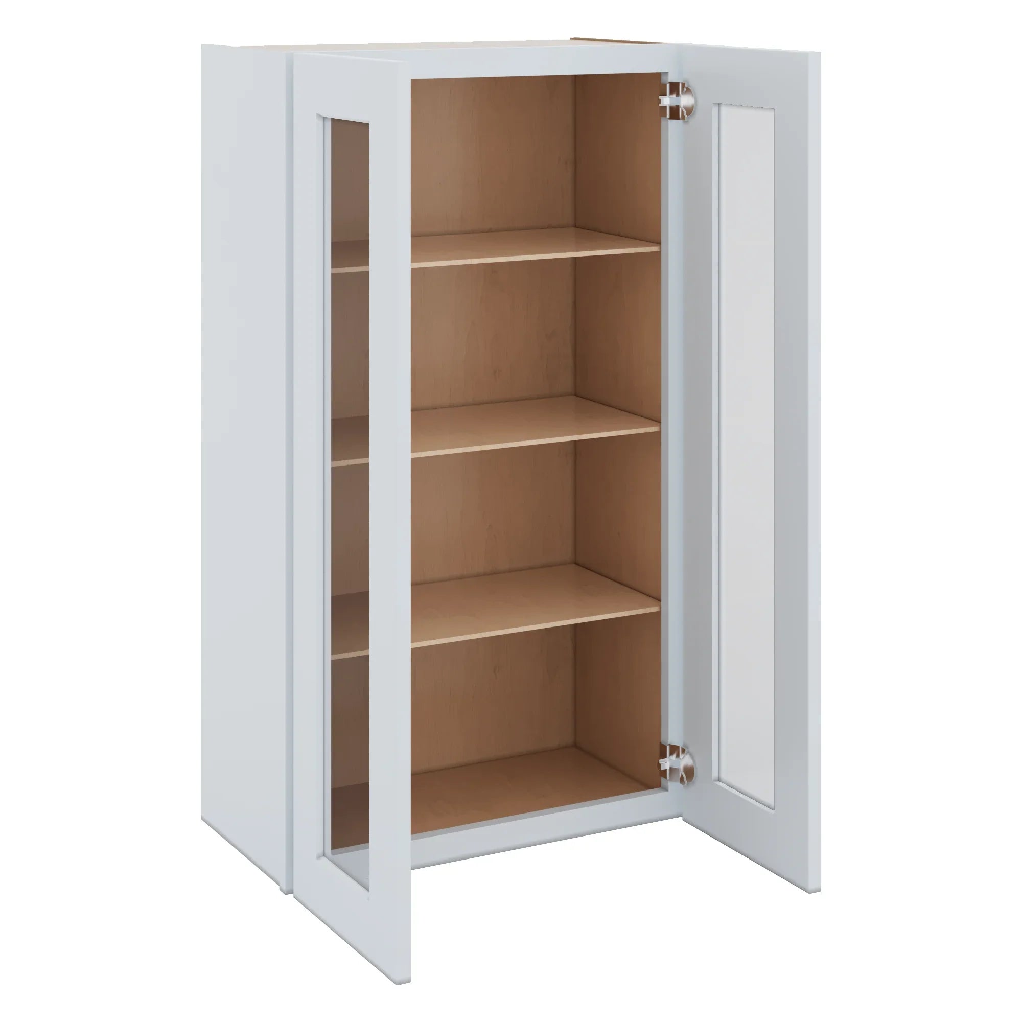 J&K White Shaker S8 Wall Glass Cabinet   24" W x 42" H (No Glass Insert)