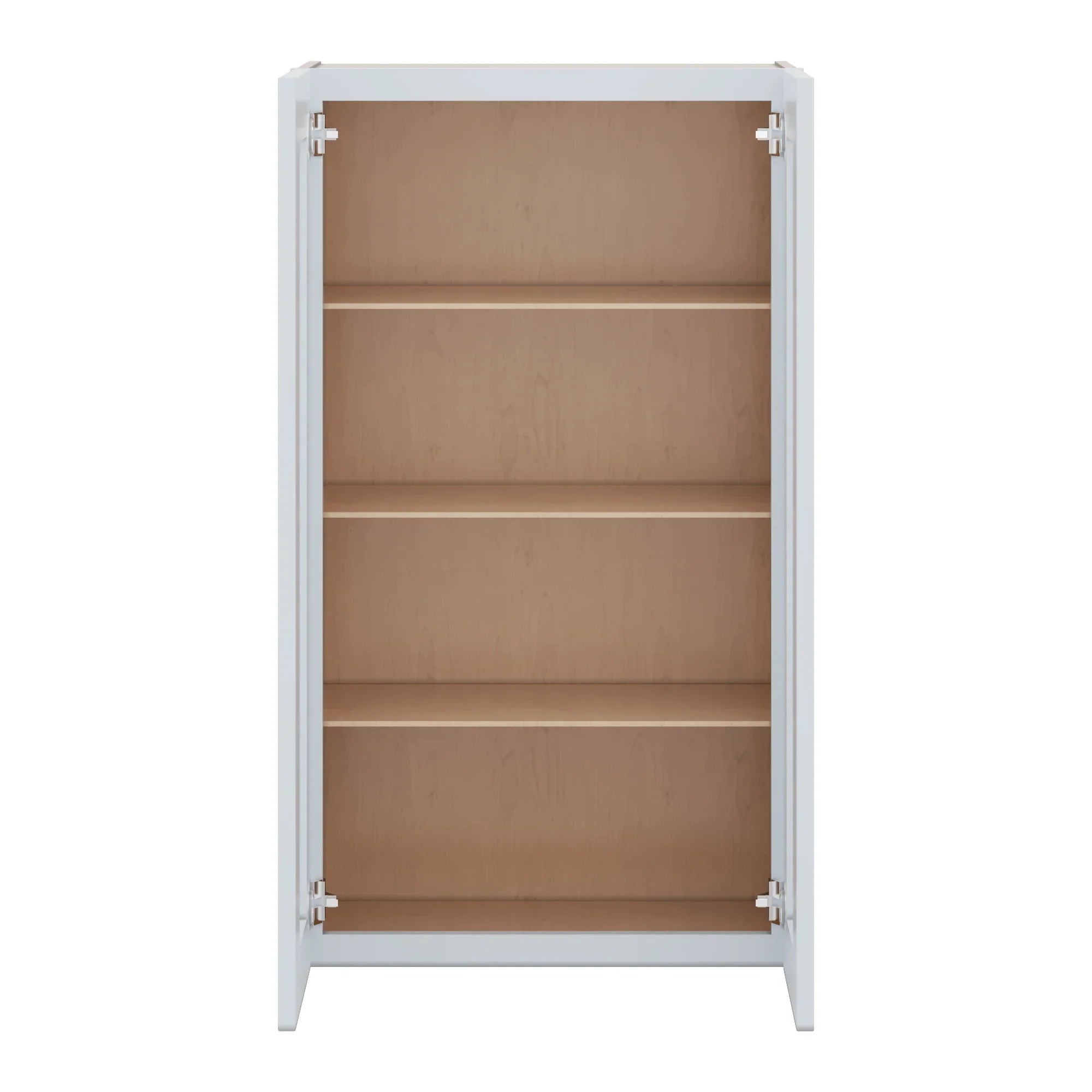 J&K White Shaker S8 Wall Glass Cabinet   24" W x 42" H (No Glass Insert)