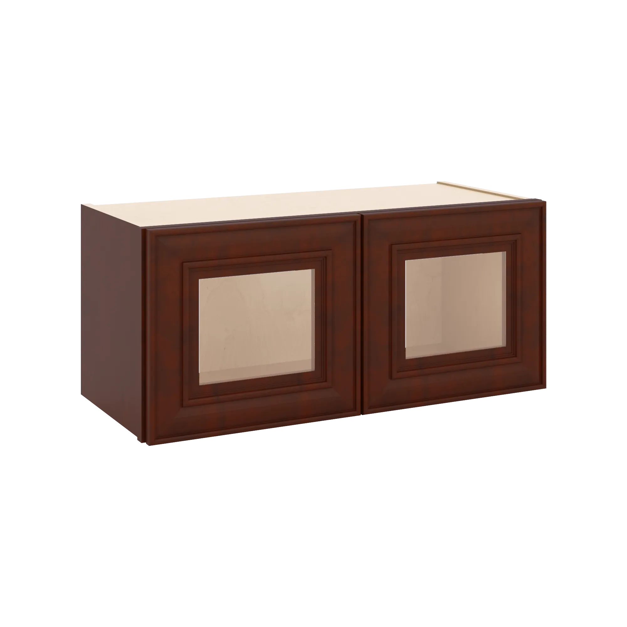 J&K Mahogany J5 Wall Glass Cabinet - 27" W x 12" H (No Glass Insert)