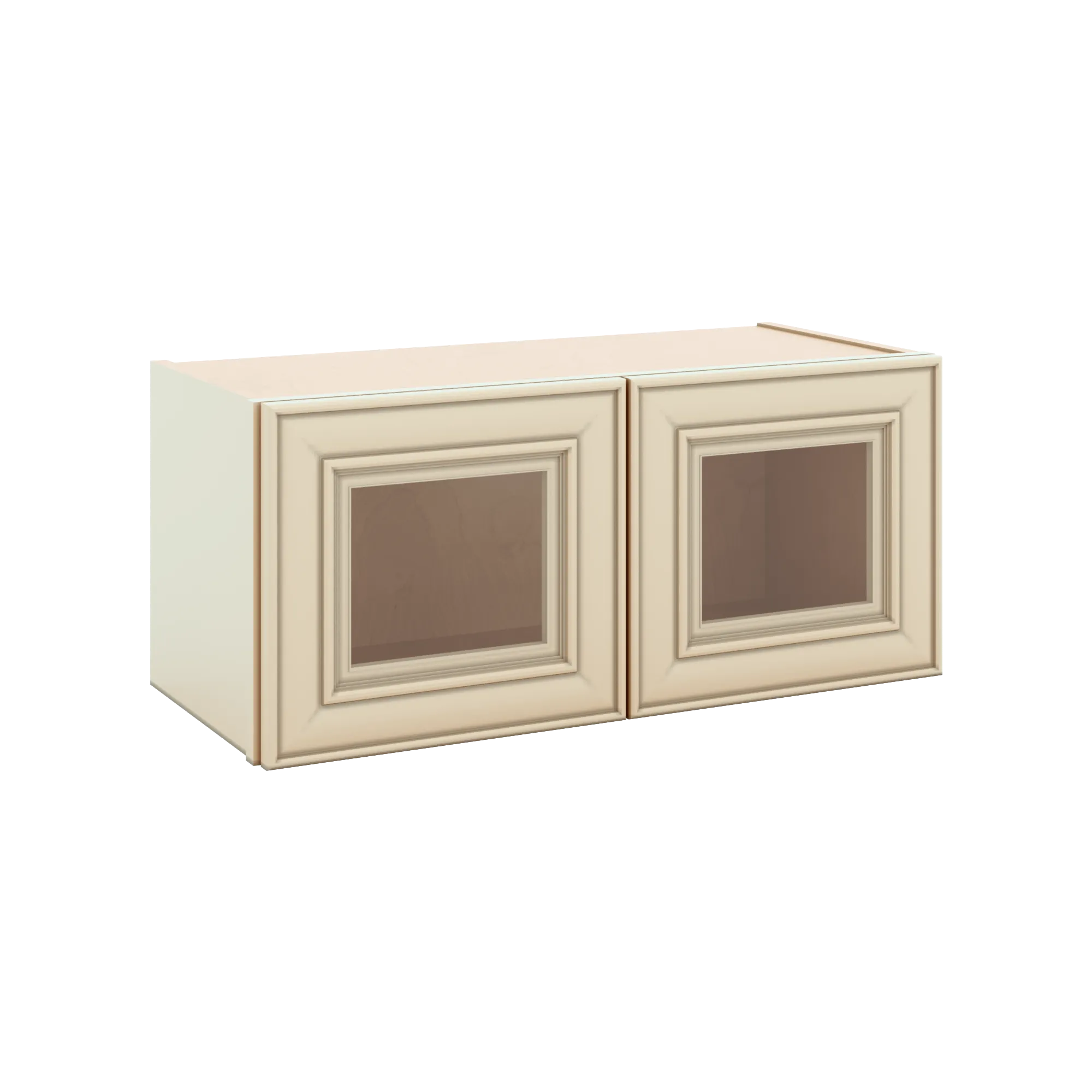 J&K Creme Glazed A7 Wall Glass Cabinet - 27" W x 12" H (No Glass Insert)