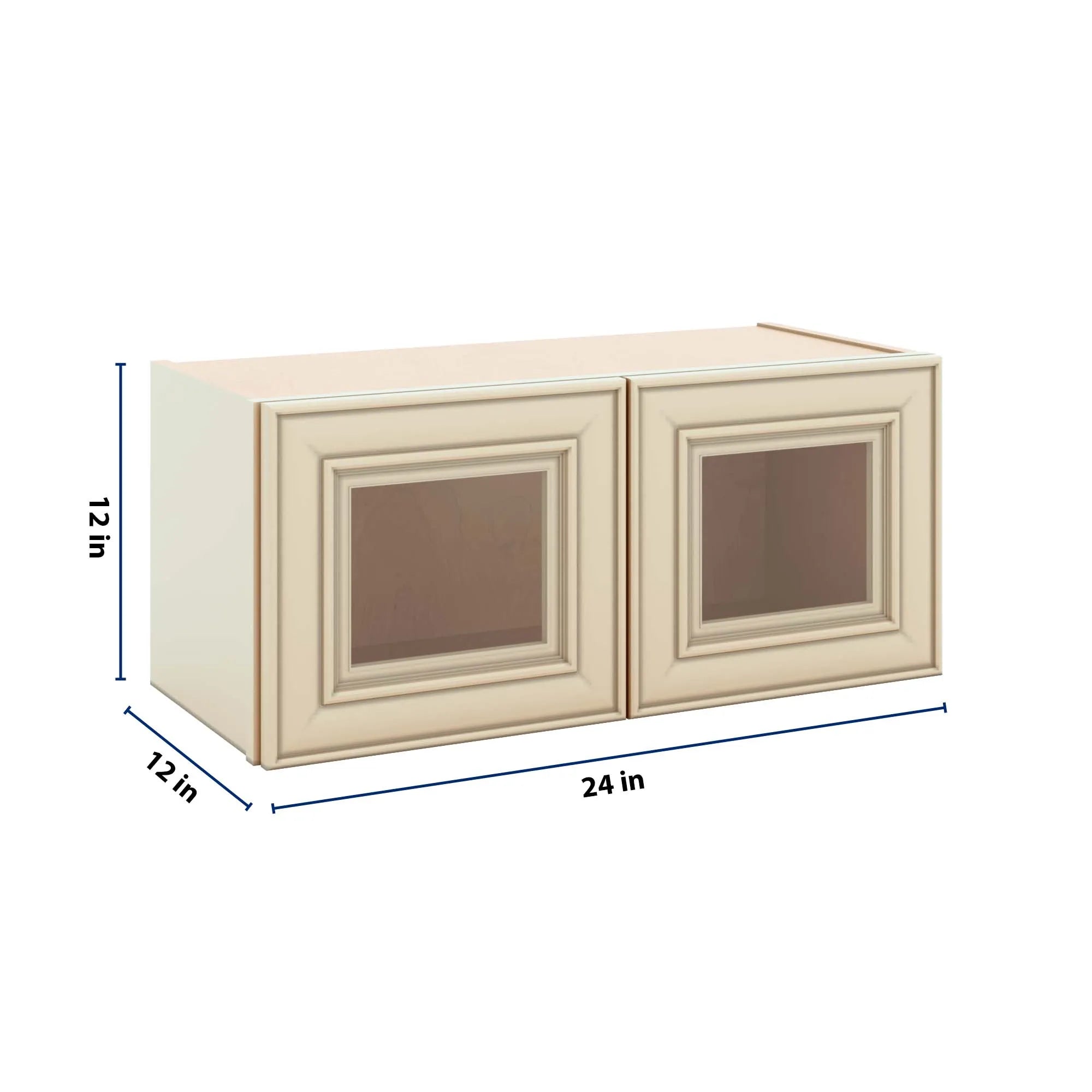 J&K Creme Glazed A7 Wall Glass Cabinet - 27" W x 12" H (No Glass Insert)