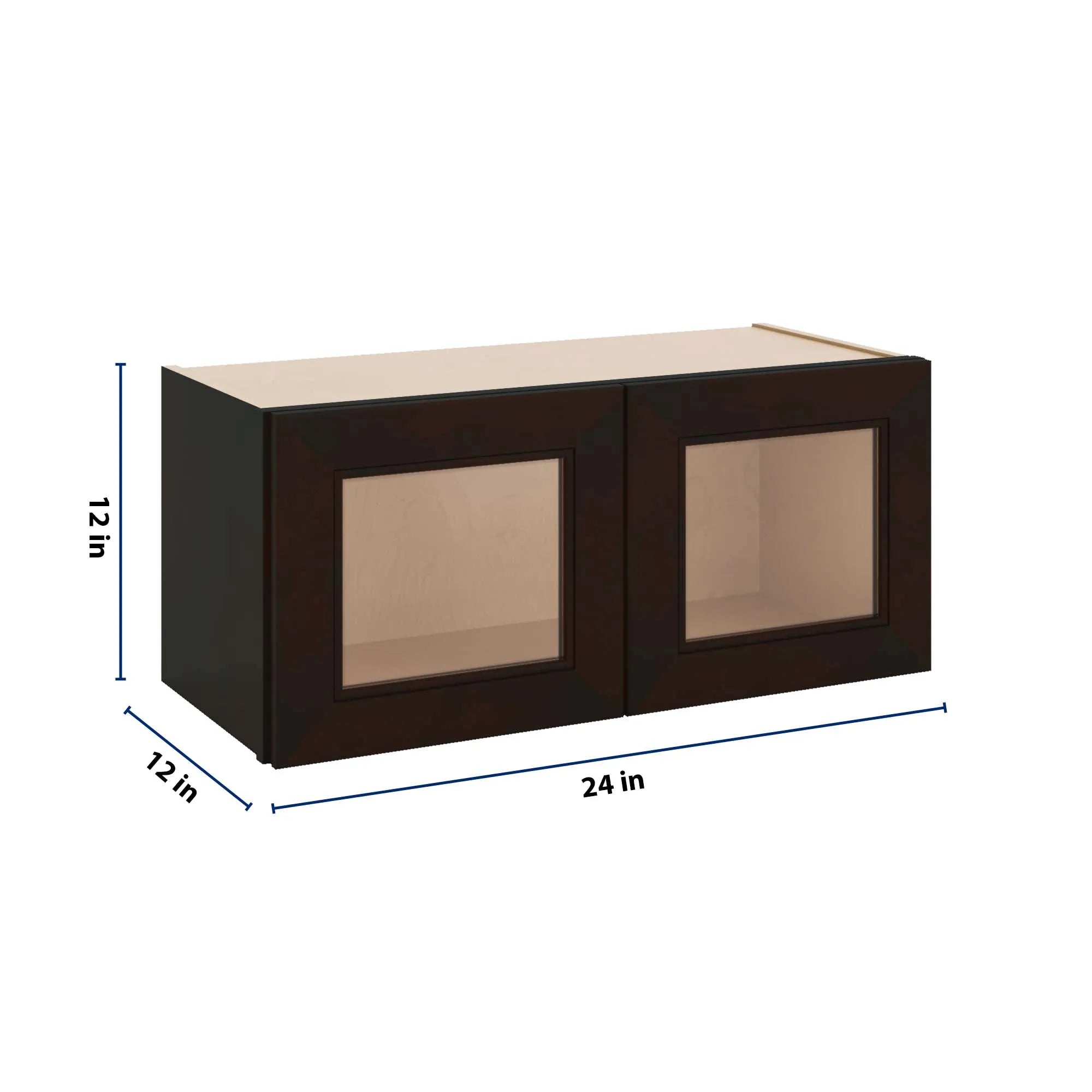J&K Espresso K8 Wall Glass Cabinet - 27" W x 12" H (No Glass Insert)