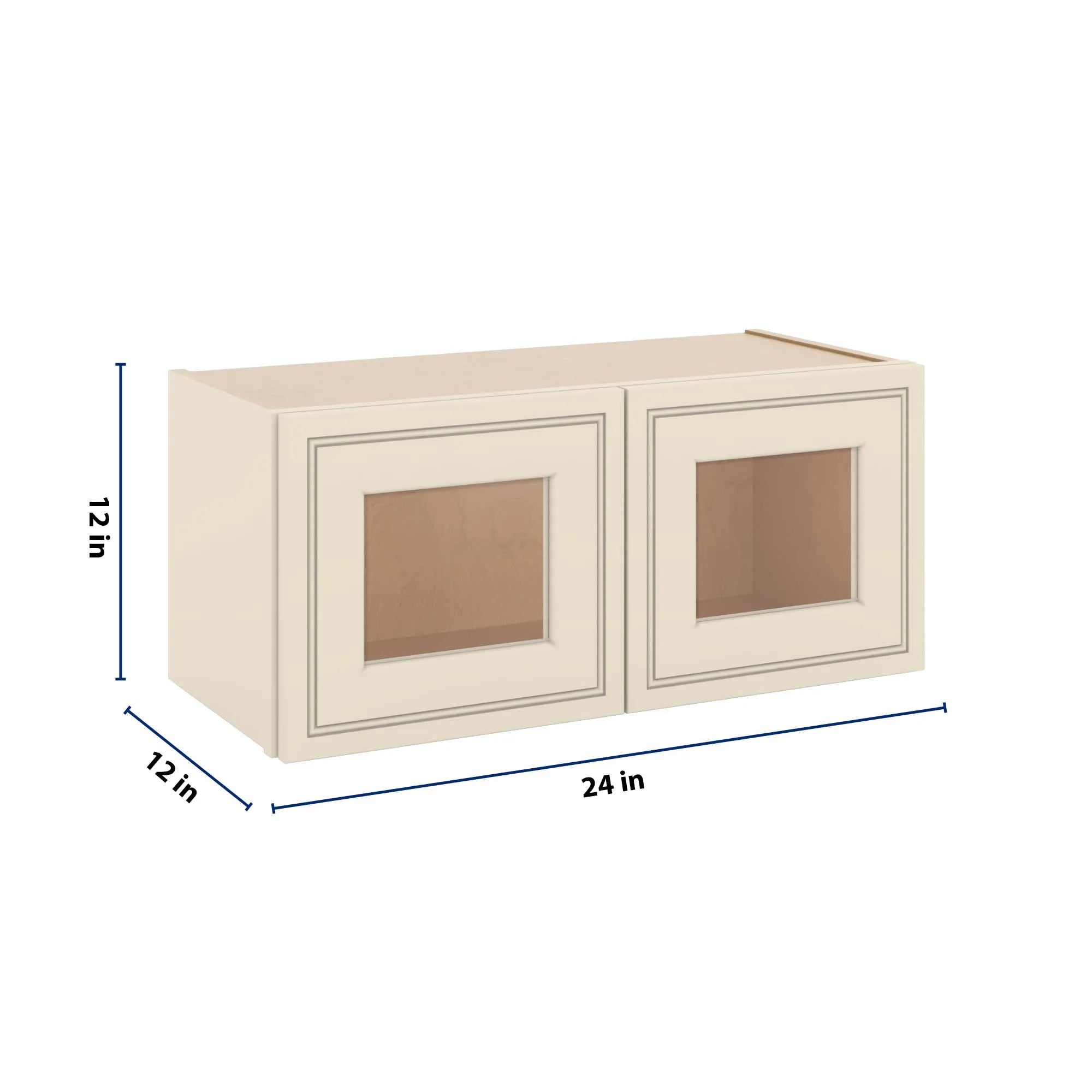 J&K Pearl Glazed H9 Wall Glass Cabinet - 27" W x 12" H (No Glass Insert)