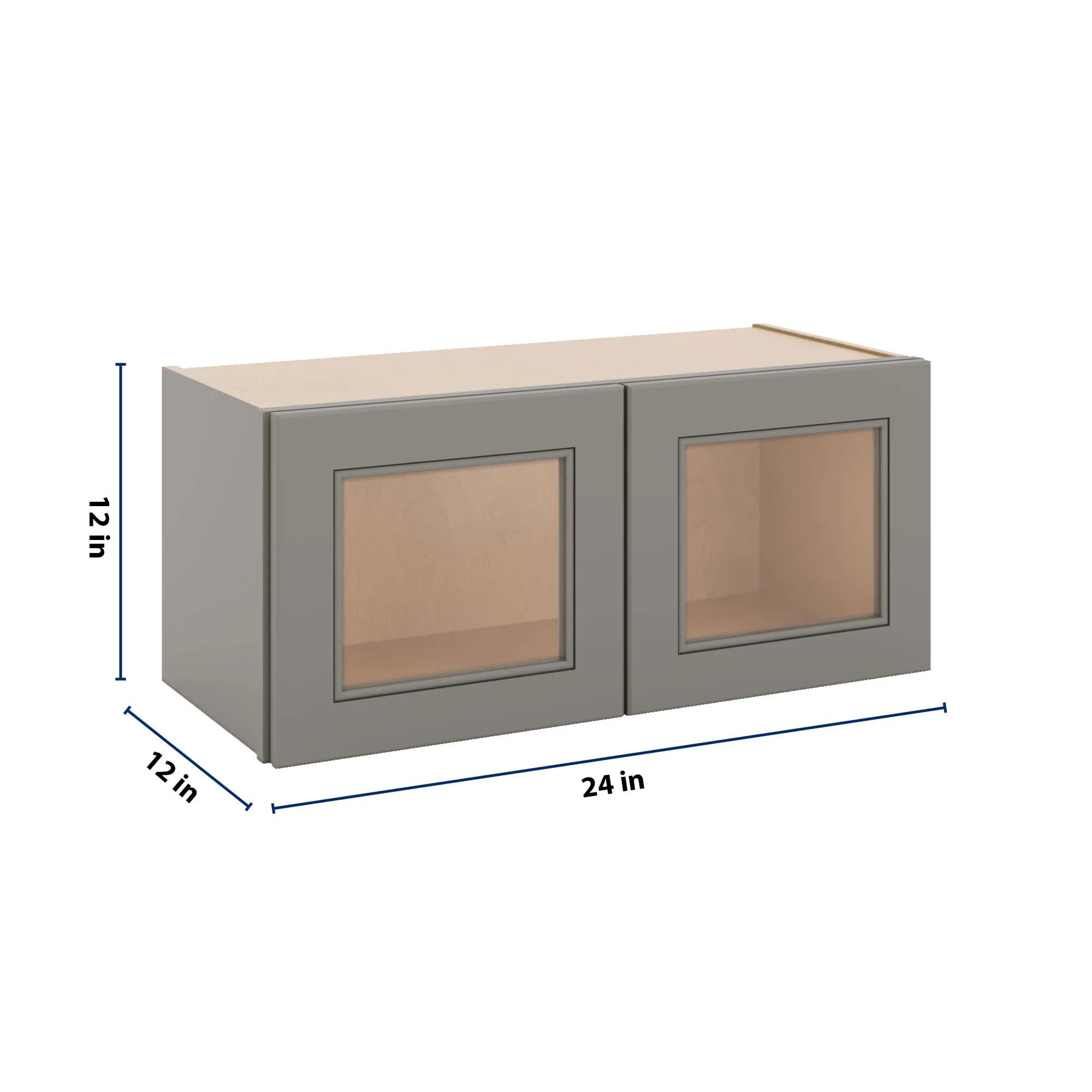 J&K Greige K3 Wall Glass Cabinet - 27" W x 12" H (No Glass Insert)