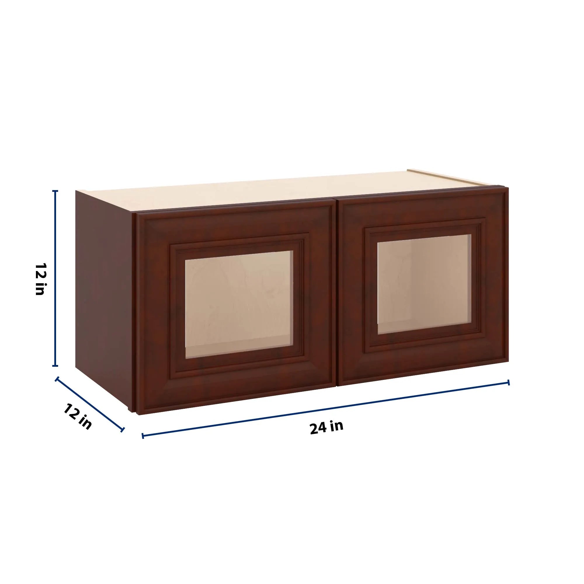 J&K Mahogany J5 Wall Glass Cabinet - 27" W x 12" H (No Glass Insert)