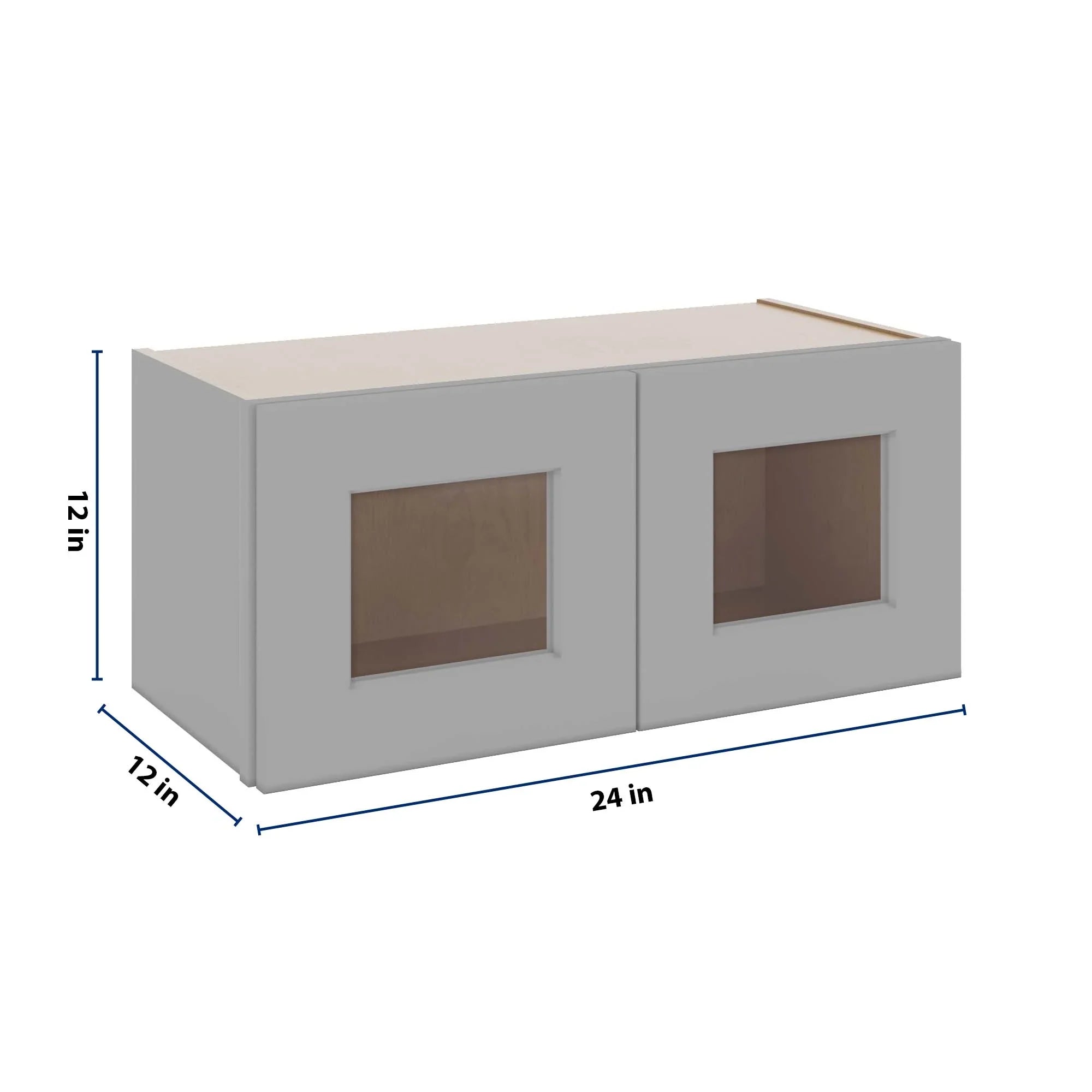J&K Castle Grey S5 Wall Glass Cabinet - 27" W x 12" H (No Glass Insert)