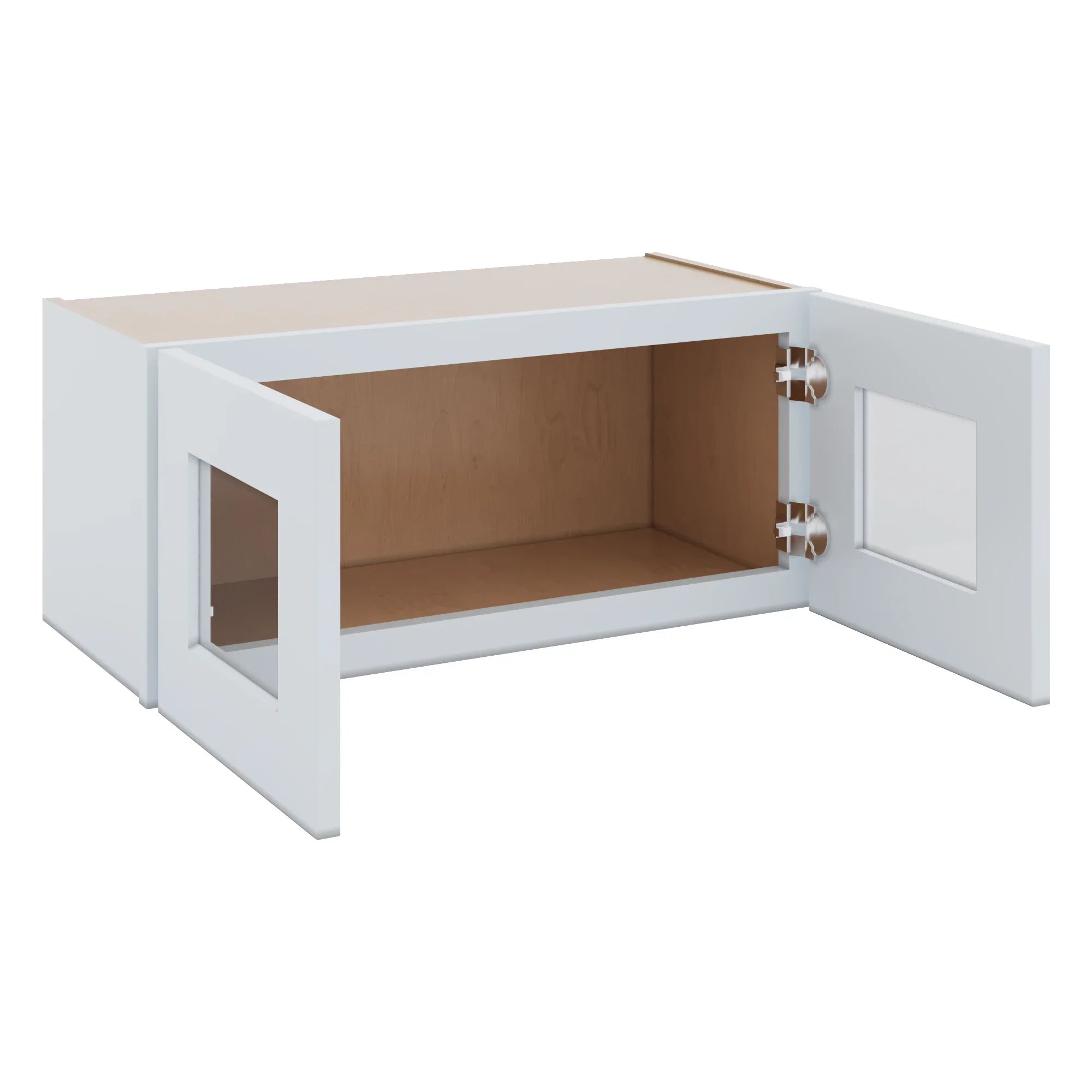 J&K White Shaker S8 Wall Glass Cabinet   27" W x 12" H (No Glass Insert)
