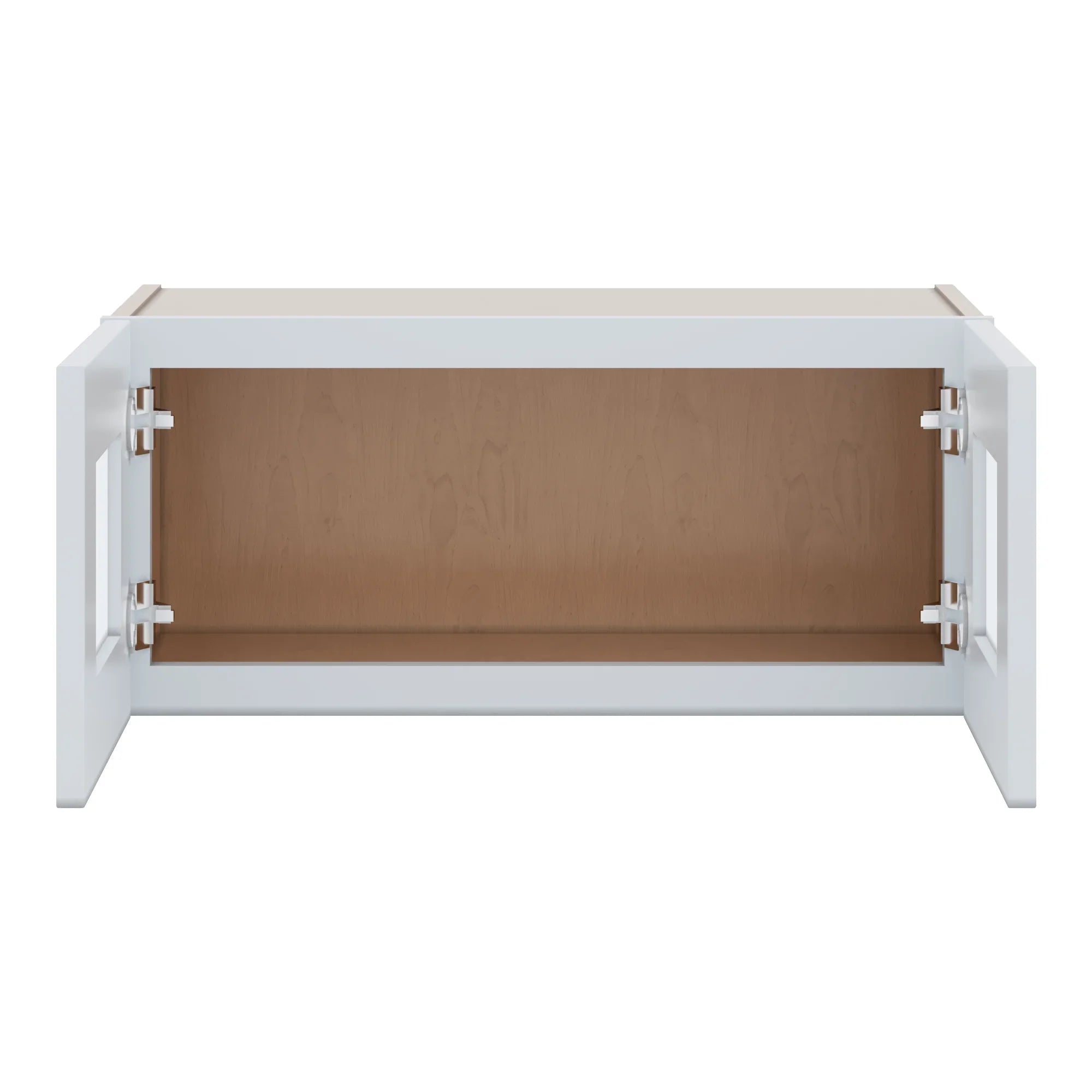 J&K White Shaker S8 Wall Glass Cabinet   27" W x 12" H (No Glass Insert)