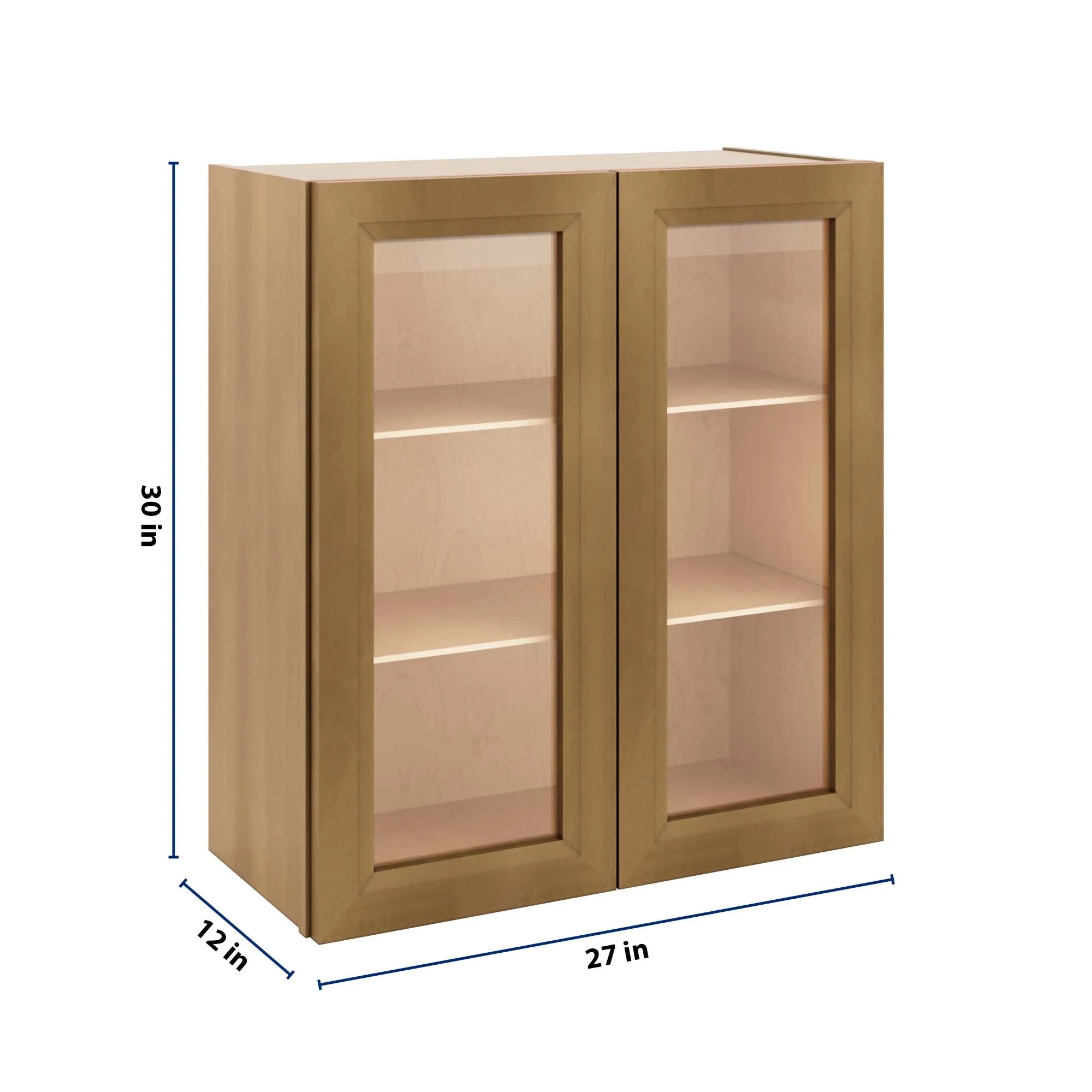 J&K Butterscotch B8 Wall Glass Cabinet - 27" W x 30" H (No Glass Insert)