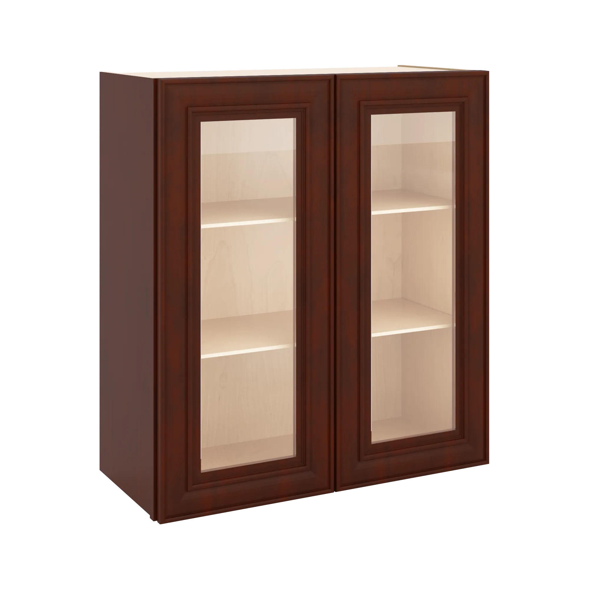 J&K Mahogany J5 Wall Glass Cabinet - 27" W x 30" H (No Glass Insert)