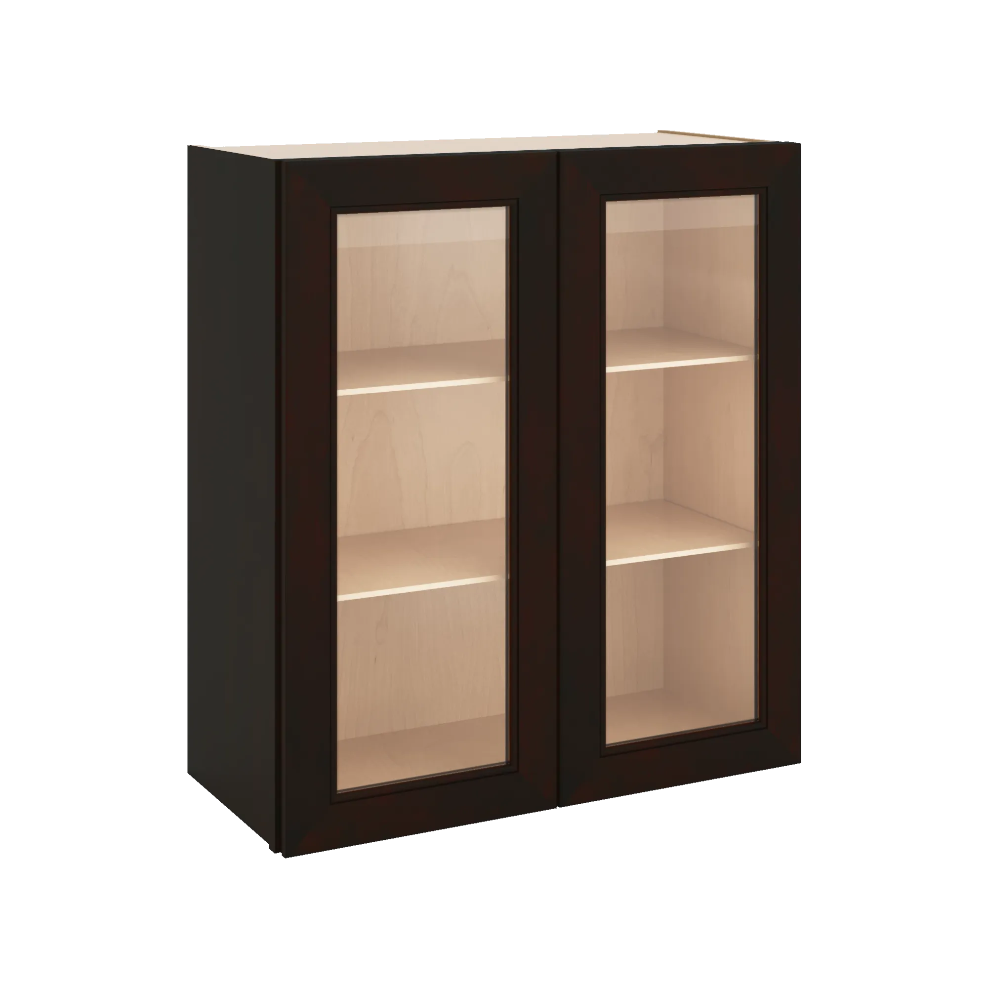 J&K Espresso K8 Wall Glass Cabinet - 27" W x 30" H (No Glass Insert)