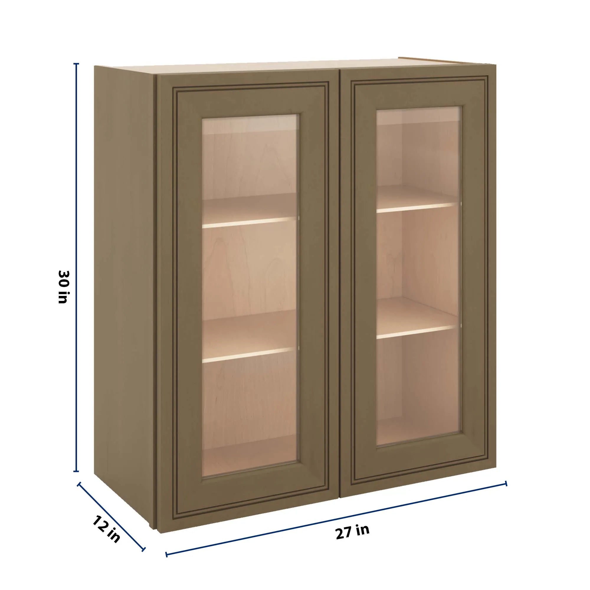 J&K Hazel H8 Wall Glass Cabinet - 27" W x 30" H (No Glass Insert)