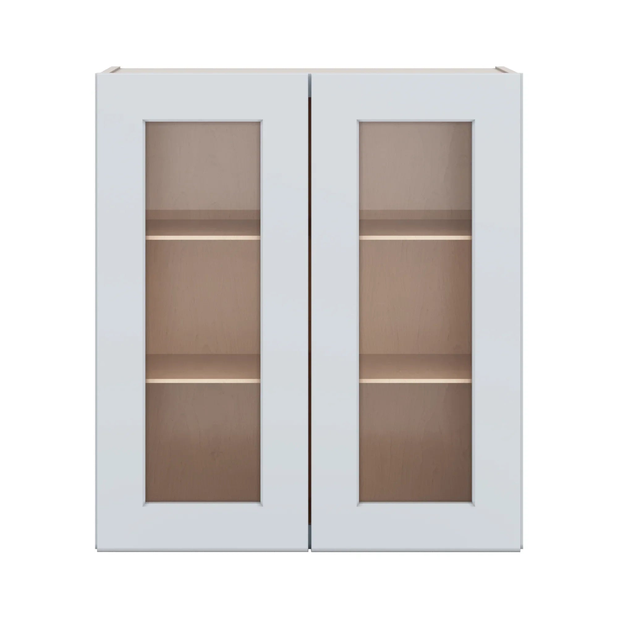 J&K White Shaker S8 Wall Glass Cabinet   27" W x 30" H (No Glass Insert)