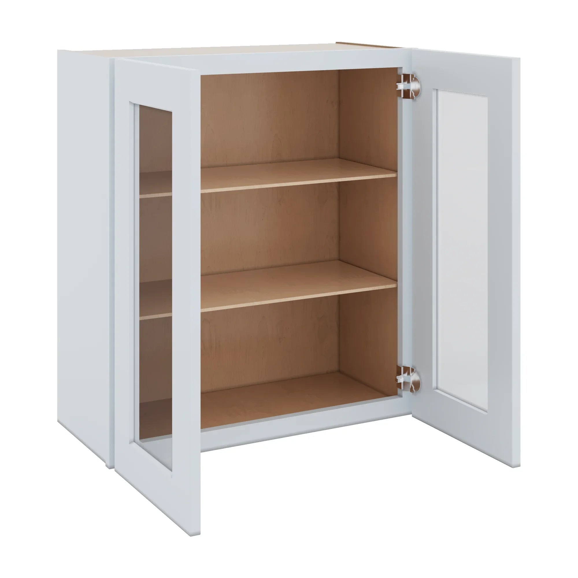 J&K White Shaker S8 Wall Glass Cabinet   27" W x 30" H (No Glass Insert)
