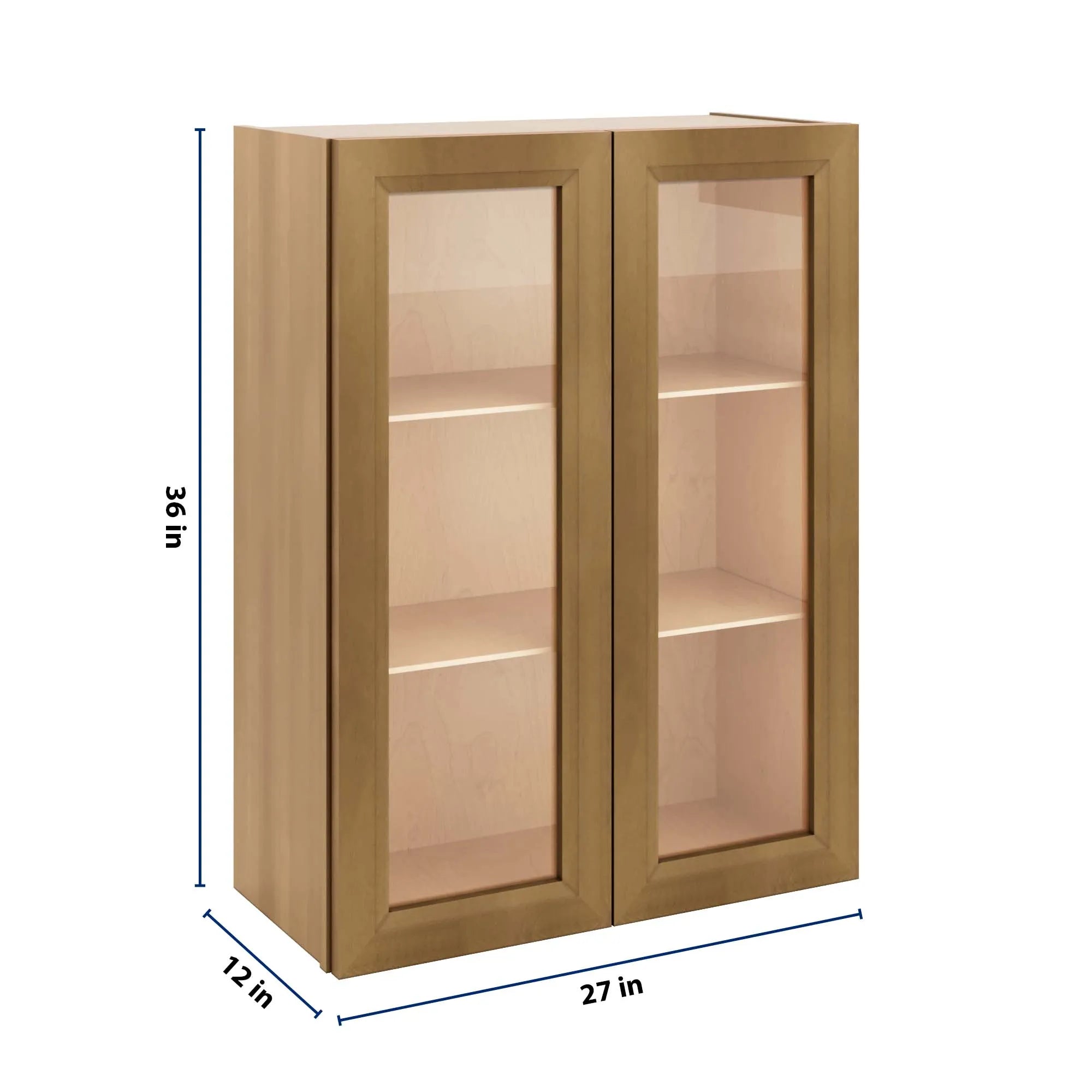 J&K Butterscotch B8 Wall Glass Cabinet - 27" W x 36" H (No Glass Insert)