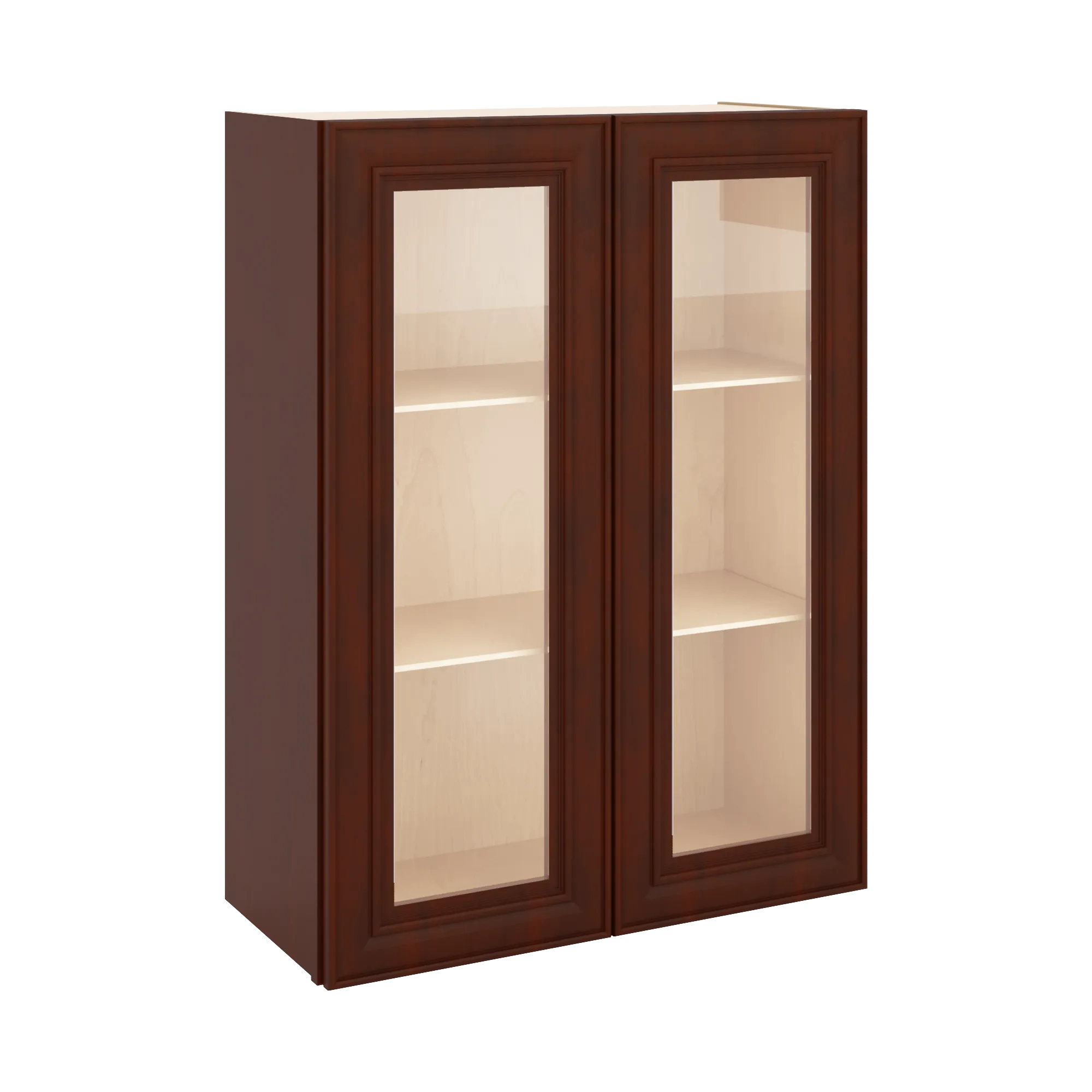 J&K Mahogany J5 Wall Glass Cabinet - 27" W x 36" H (No Glass Insert)