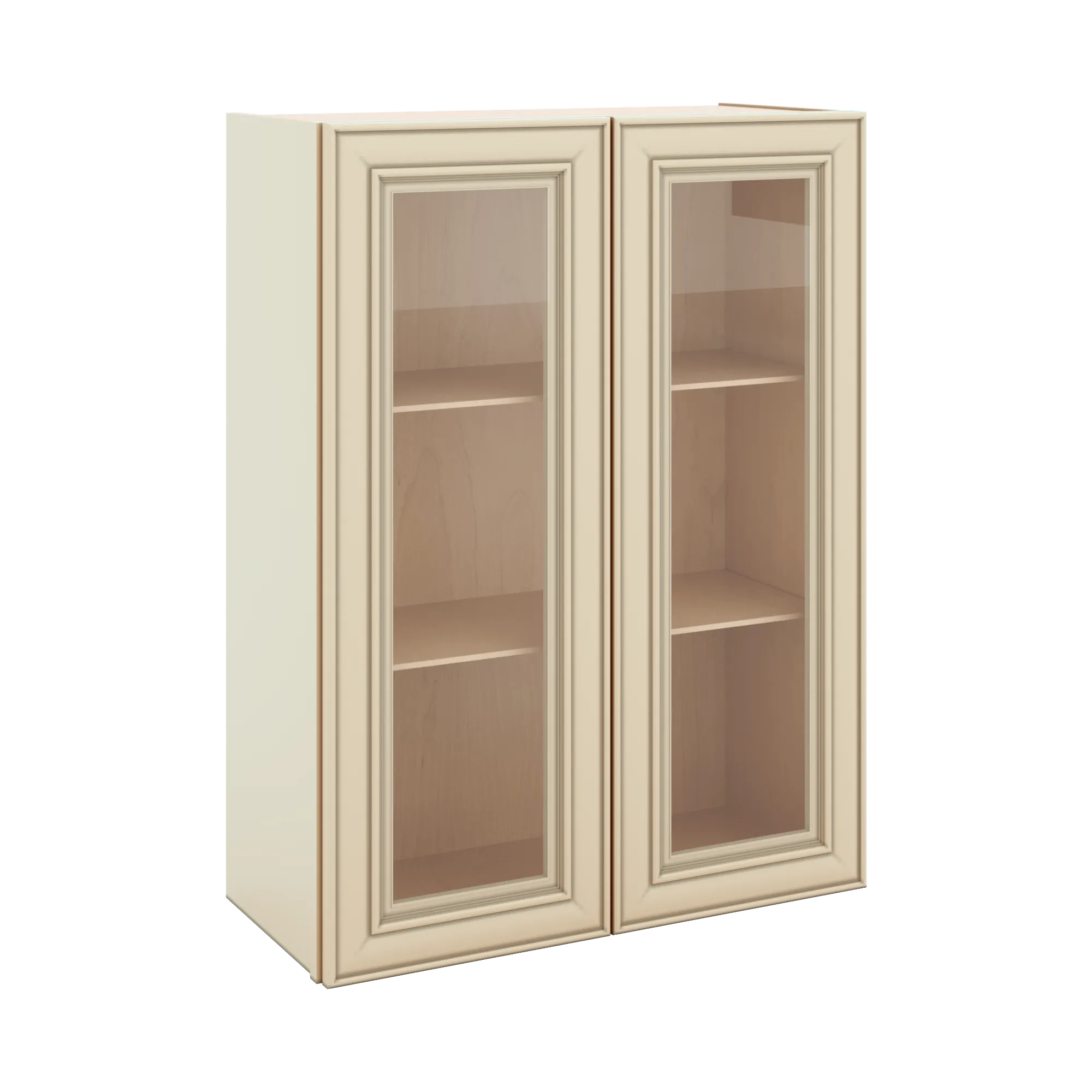 J&K Creme Glazed A7 Wall Glass Cabinet - 27" W x 30" H (No Glass Insert)
