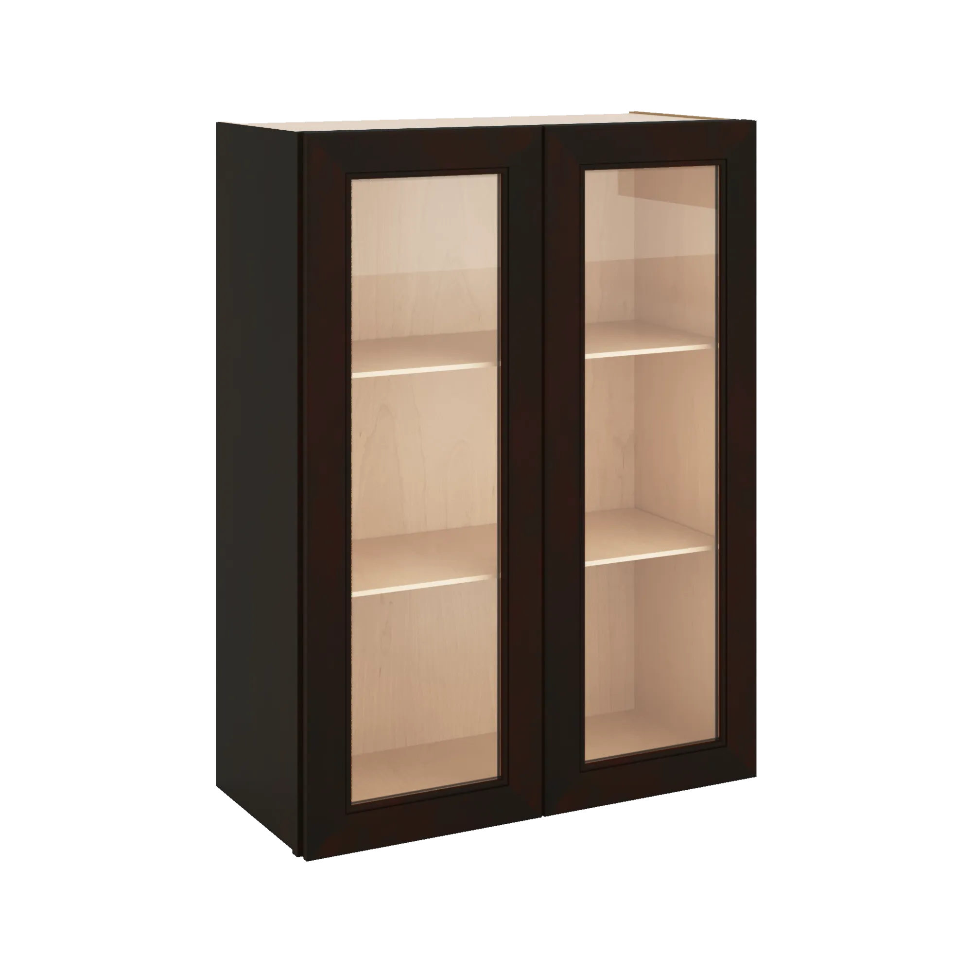 J&K Espresso K8 Wall Glass Cabinet - 27" W x 36" H (No Glass Insert)