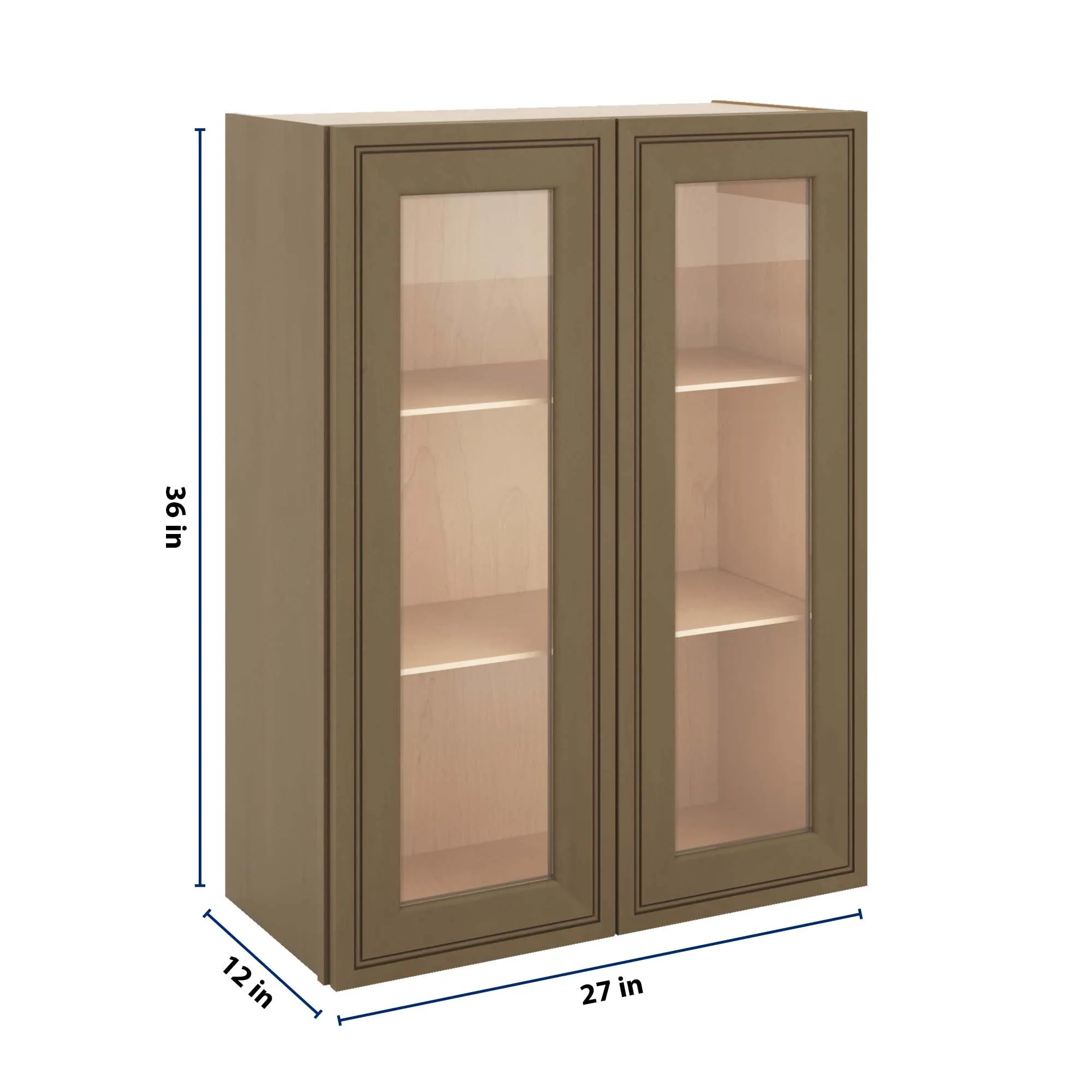 J&K Hazel H8 Wall Glass Cabinet - 27" W x 36" H (No Glass Insert)