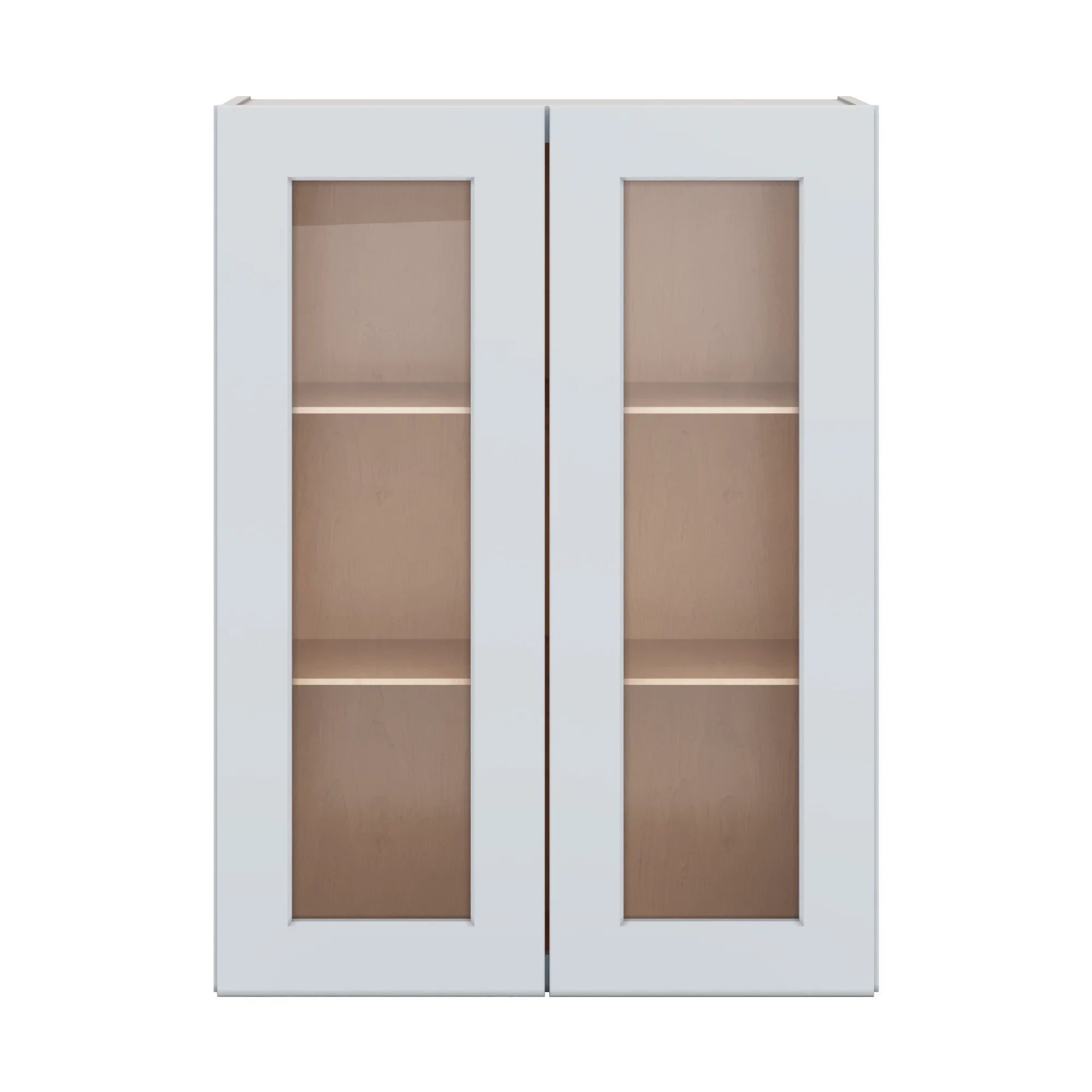 J&K White Shaker S8 Wall Glass Cabinet   27" W x 36" H (No Glass Insert)