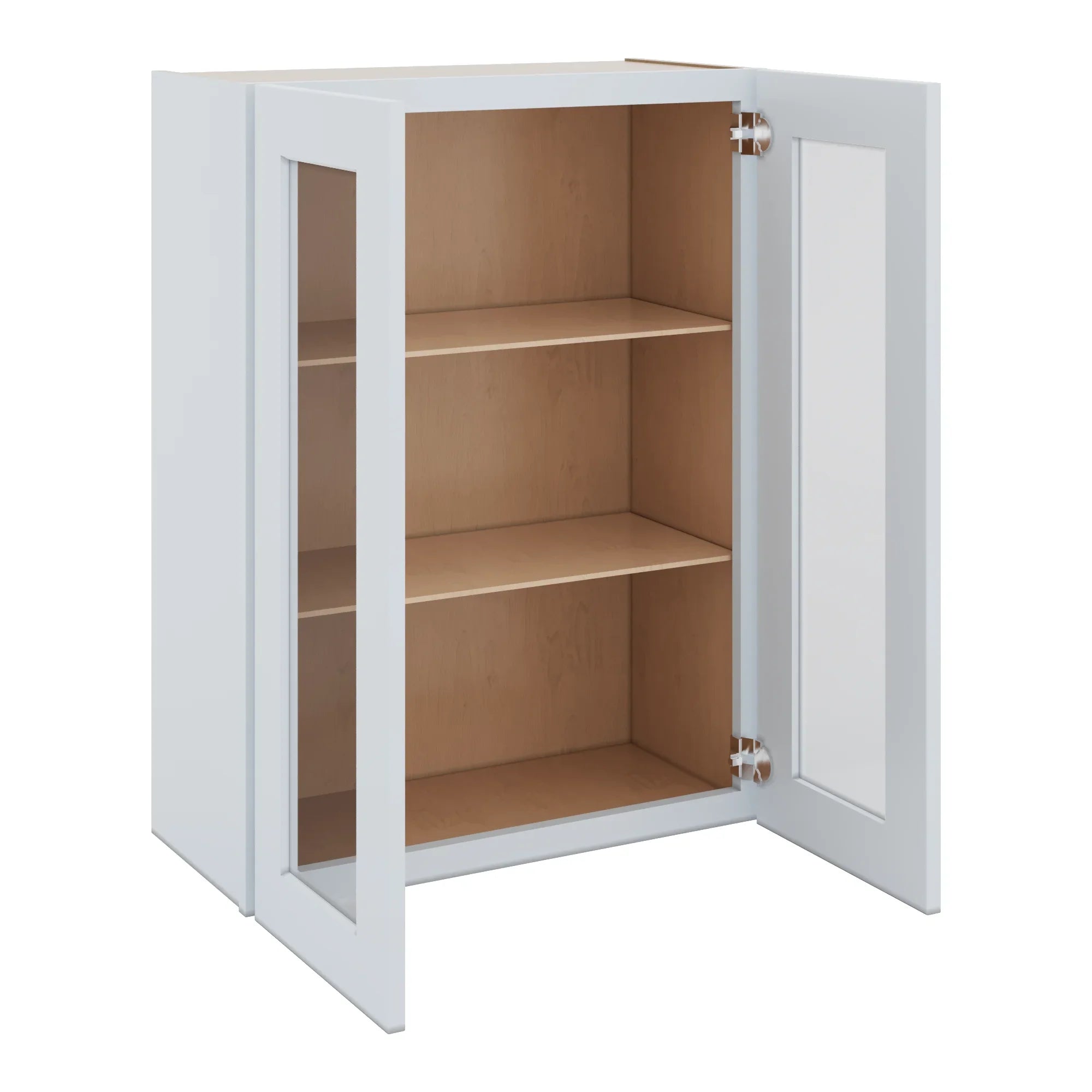 J&K White Shaker S8 Wall Glass Cabinet   27" W x 36" H (No Glass Insert)