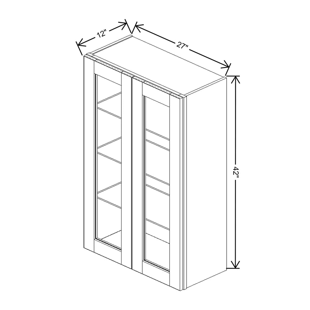 J&K Naval B7 Wall Glass Cabinet - 27" W x 42" H (No Glass Insert)