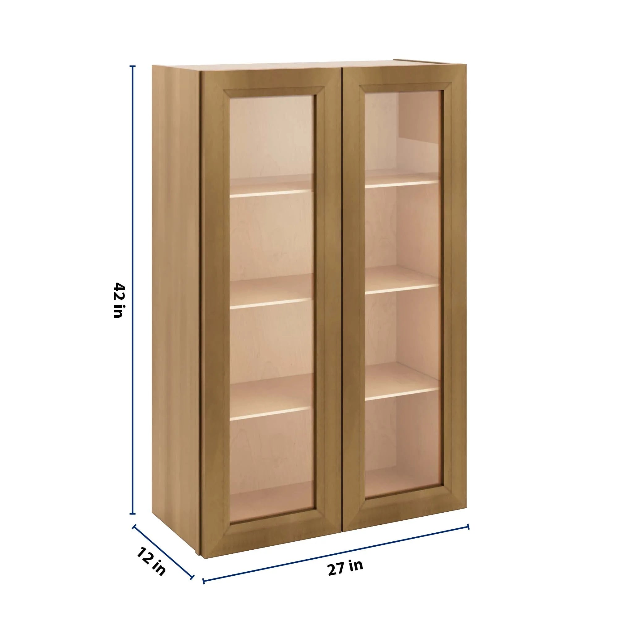 J&K Butterscotch B8 Wall Glass Cabinet - 27" W x 42" H (No Glass Insert)