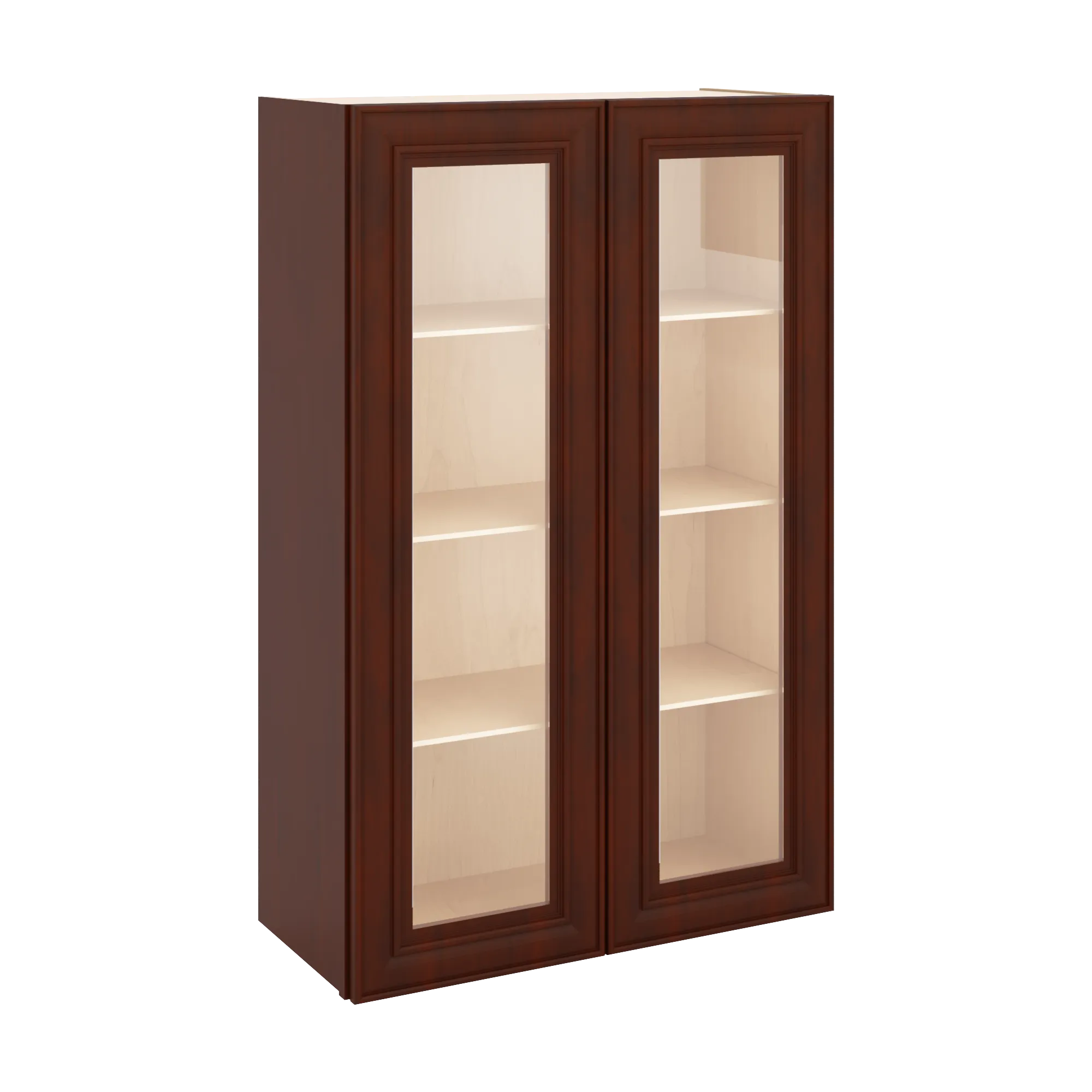 J&K Mahogany J5 Wall Glass Cabinet - 27" W x 42" H (No Glass Insert)