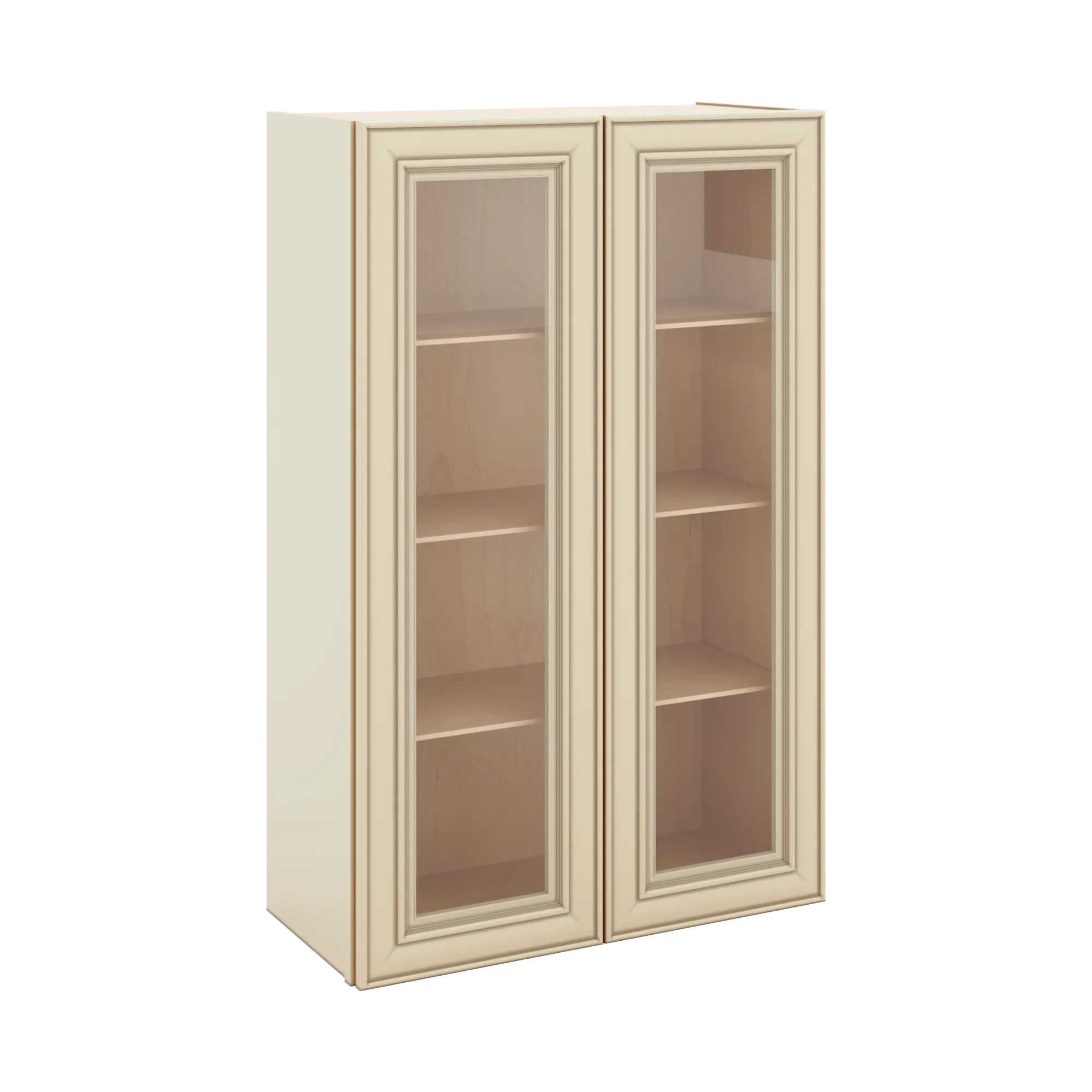 J&K Creme Glazed A7 Wall Glass Cabinet - 27" W x 42" H (No Glass Insert)