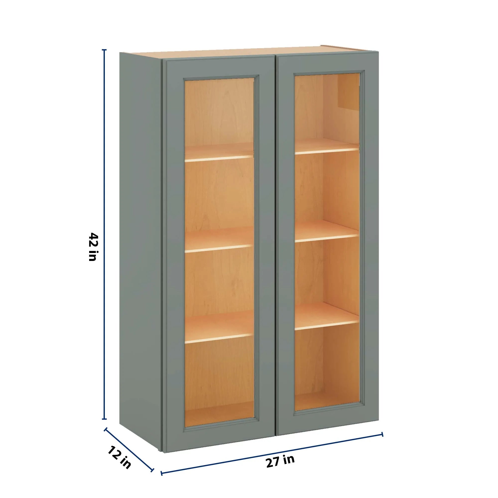 J&K Sage E3 Wall Glass Cabinet - 27" W x 42" H (No Glass Insert)