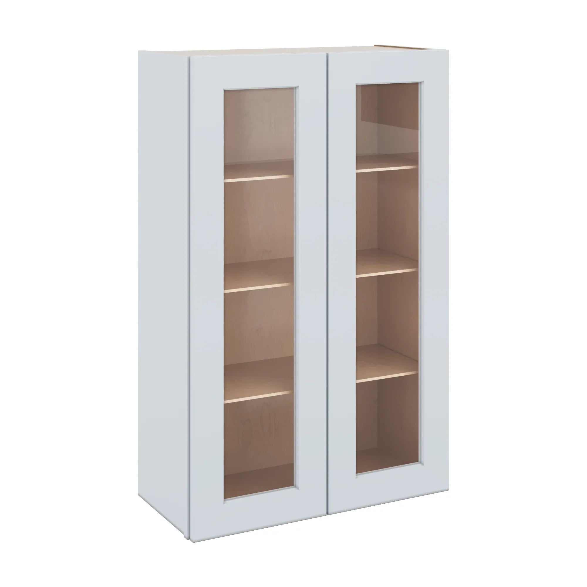 J&K White Shaker S8 Wall Glass Cabinet - 27" W x 42" H (No Glass Insert)