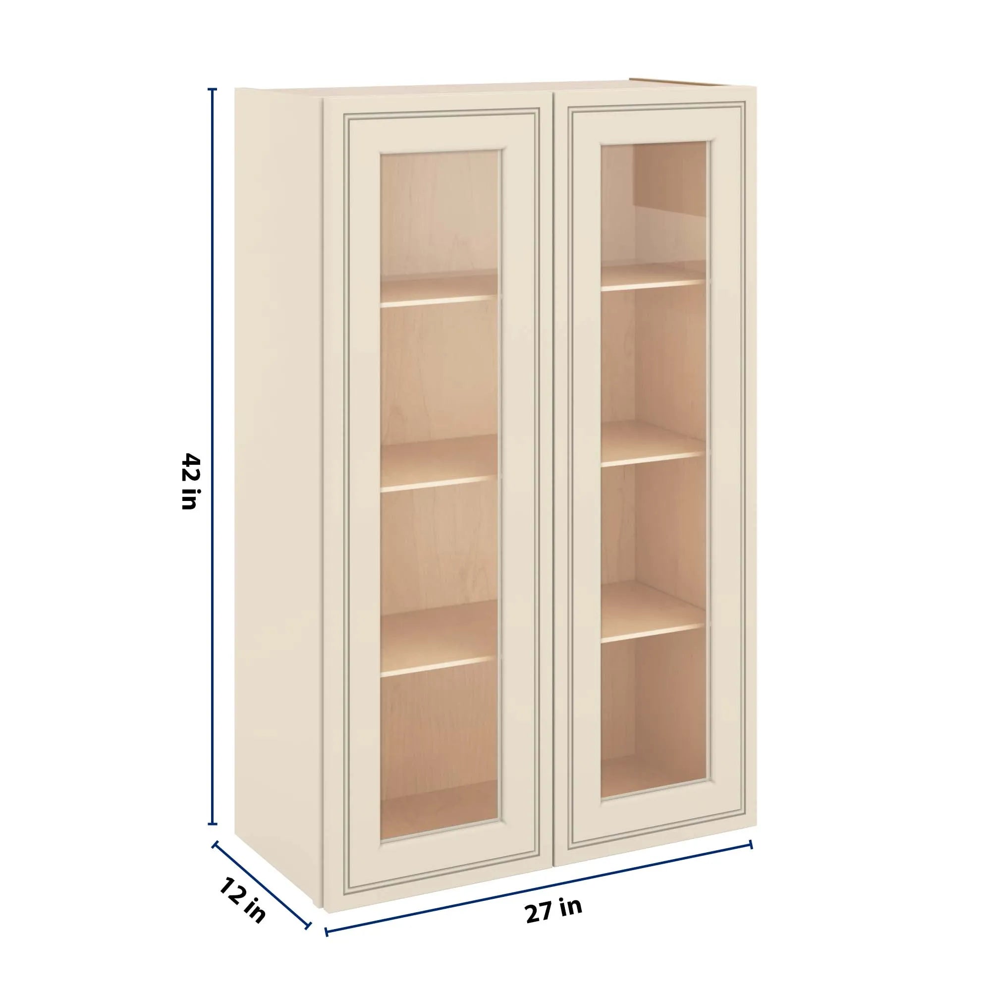 J&K Pearl Glazed H9 Wall Glass Cabinet - 27" W x 42" H (No Glass Insert)