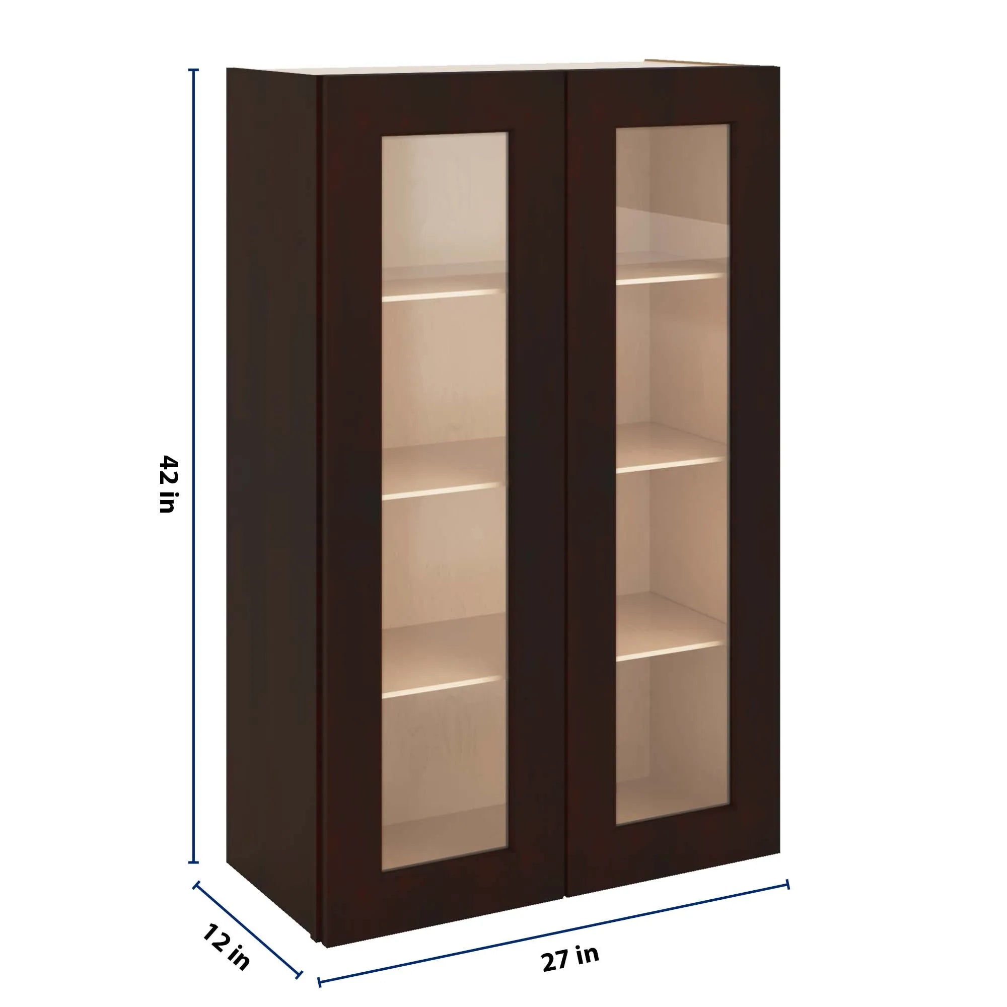 J&K Java Coffee S1 Wall Glass Cabinet - 27" W x 42" H (No Glass Insert)