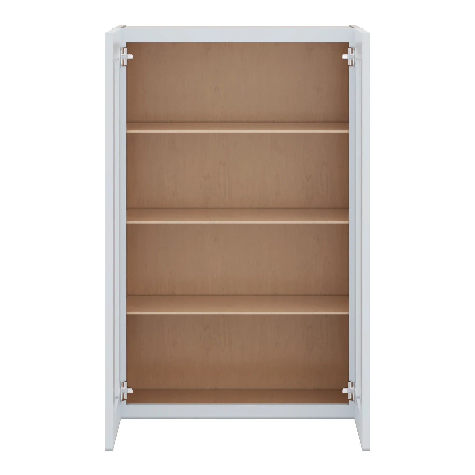 J&K White Shaker S8 Wall Glass Cabinet   27" W x 42" H (No Glass Insert)