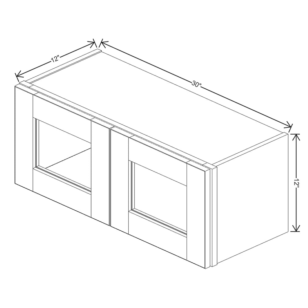 J&K Hazel H8 Wall Glass Cabinet - 30" W x 12" H (No Glass Insert)