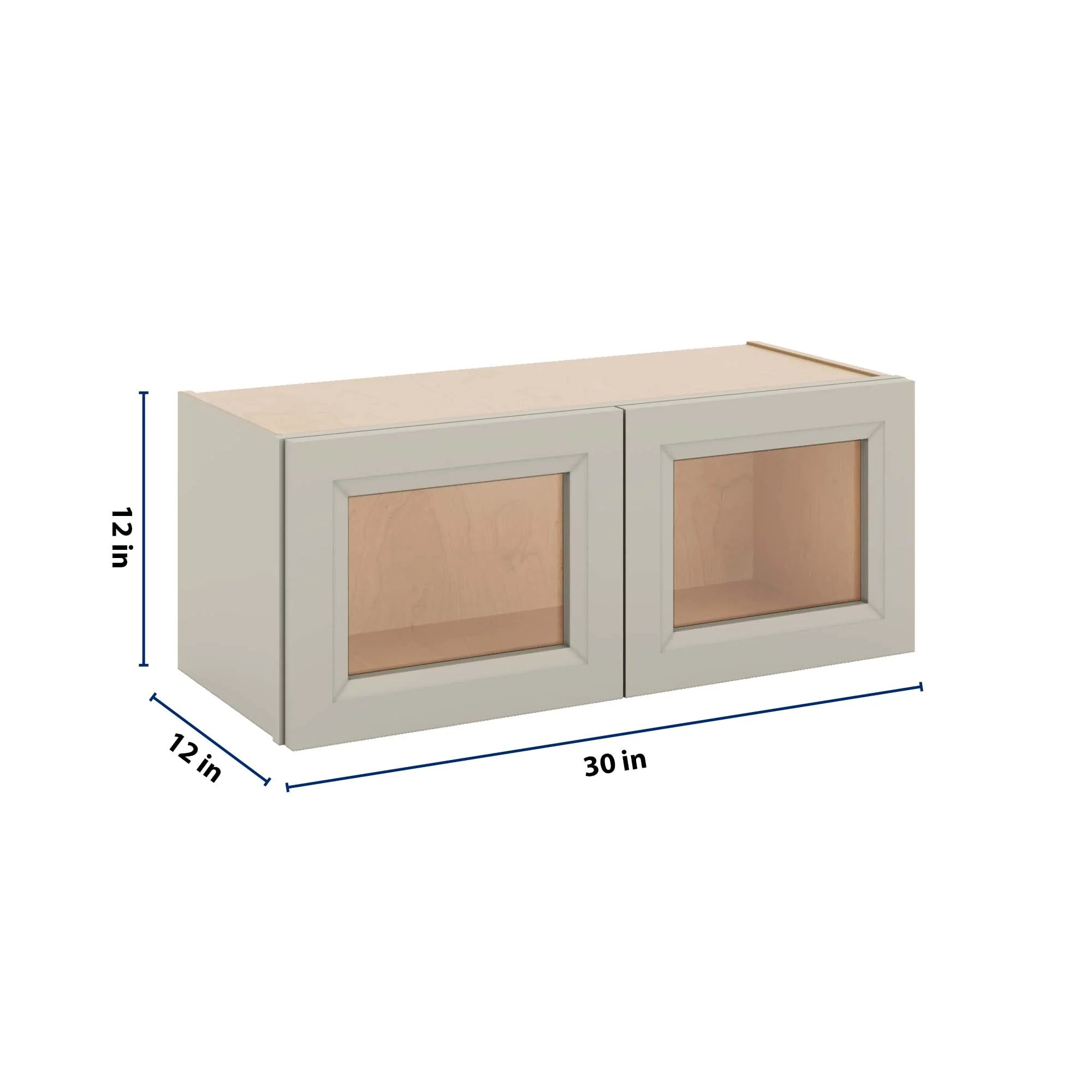 J&K Pebble B6 Wall Glass Cabinet - 30" W x 12" H (No Glass Insert)