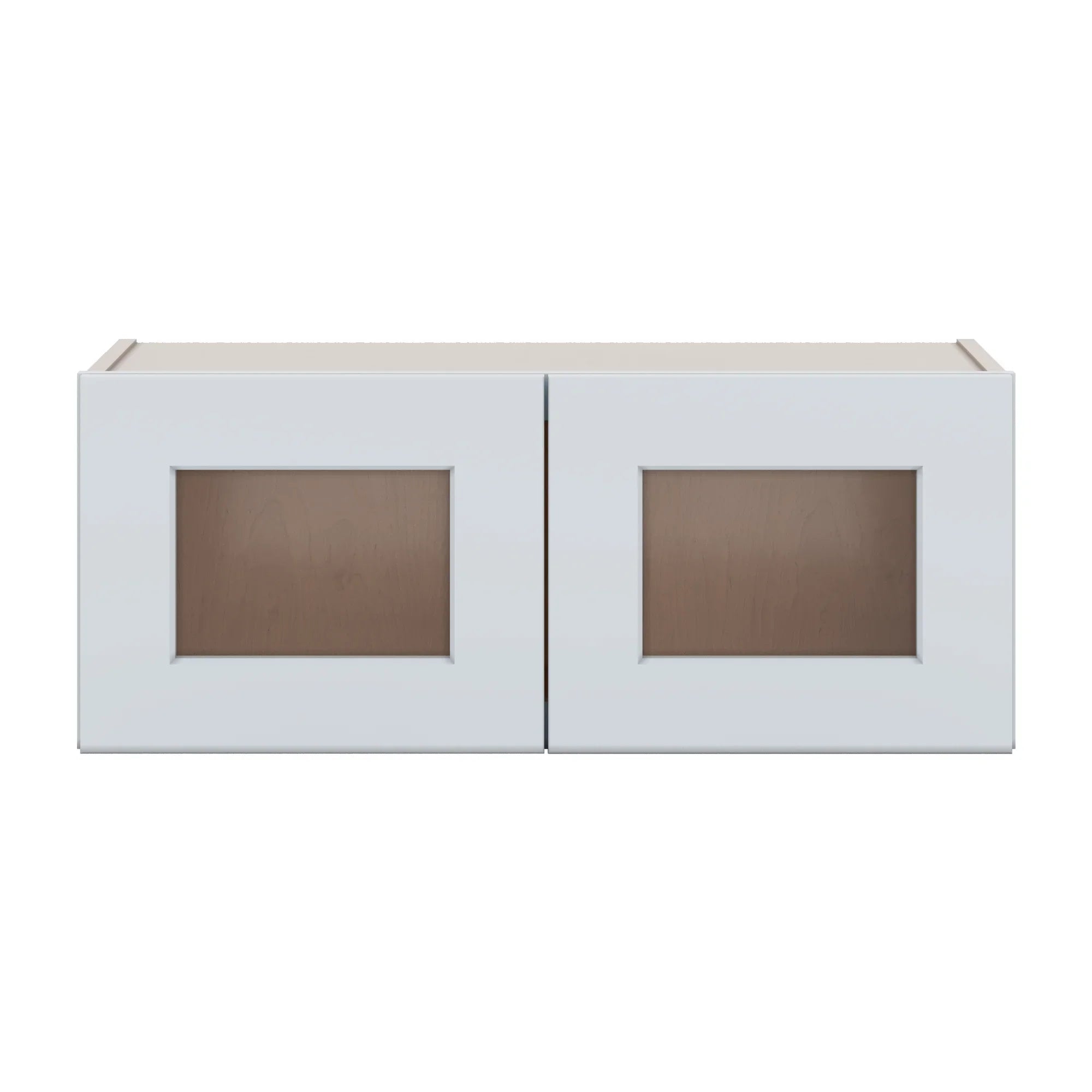 J&K White Shaker S8 Wall Glass Cabinet   30" W x 12" H (No Glass Insert)