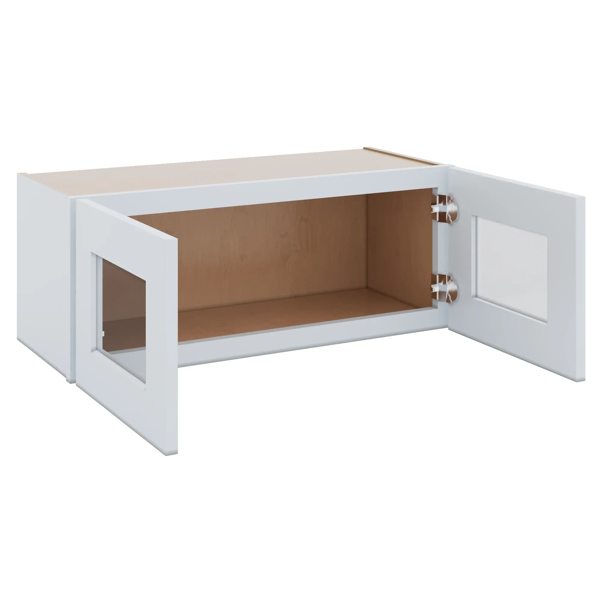 J&K White Shaker S8 Wall Glass Cabinet   30" W x 12" H (No Glass Insert)