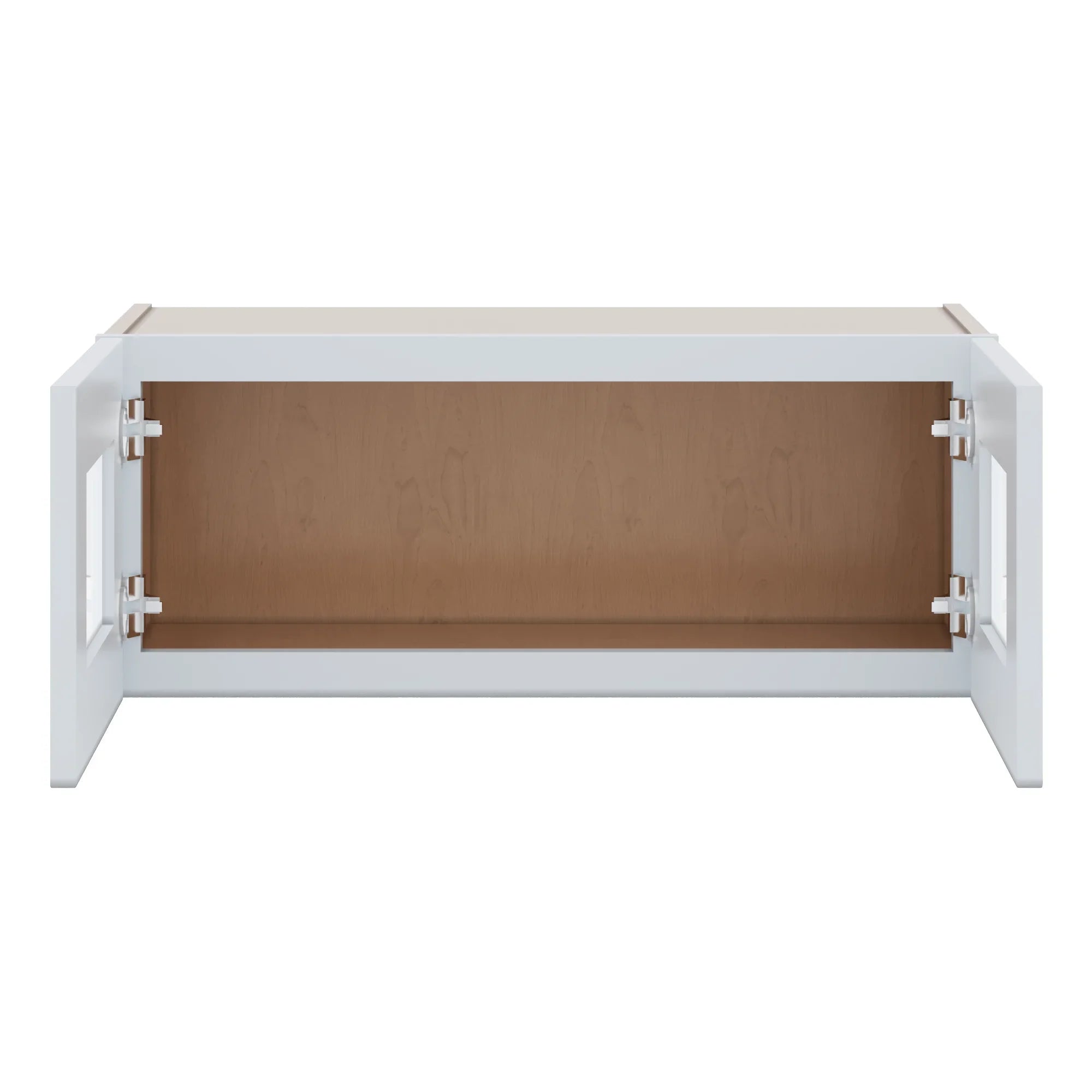 J&K White Shaker S8 Wall Glass Cabinet   30" W x 12" H (No Glass Insert)