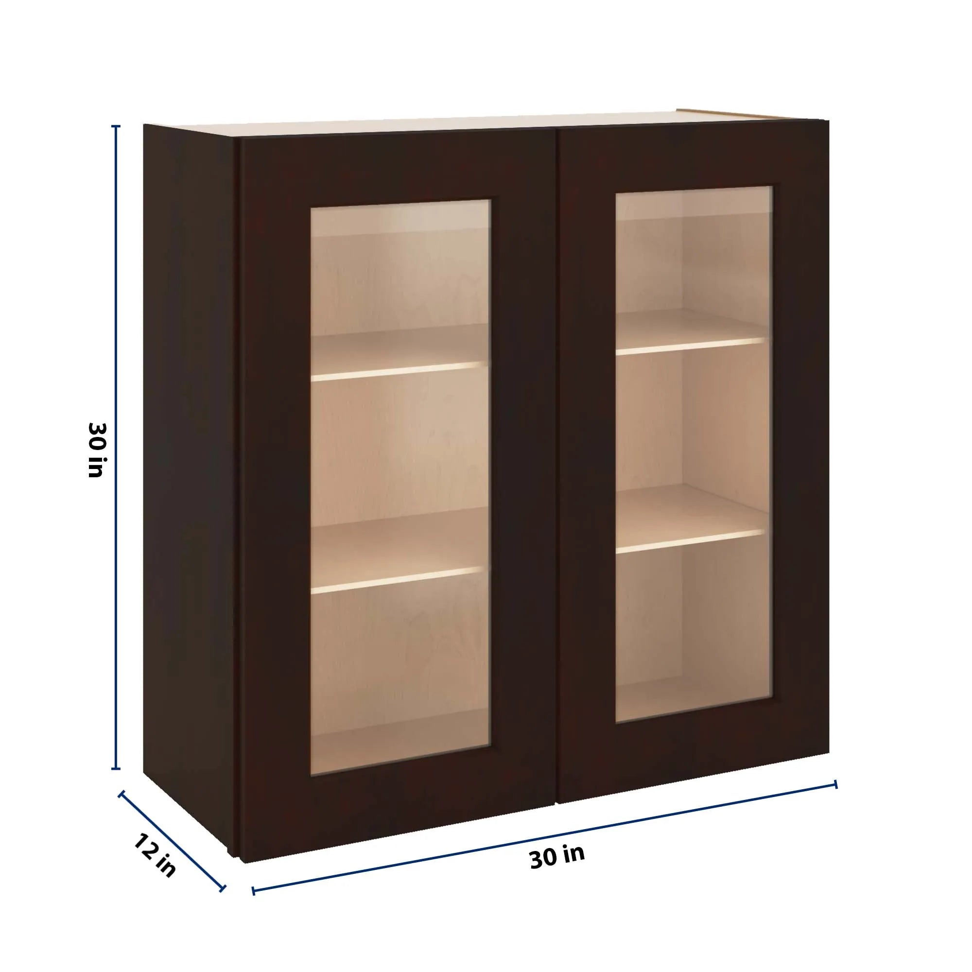 J&K Java Coffee S1 Wall Glass Cabinet - 30" W x 30" H (No Glass Insert)