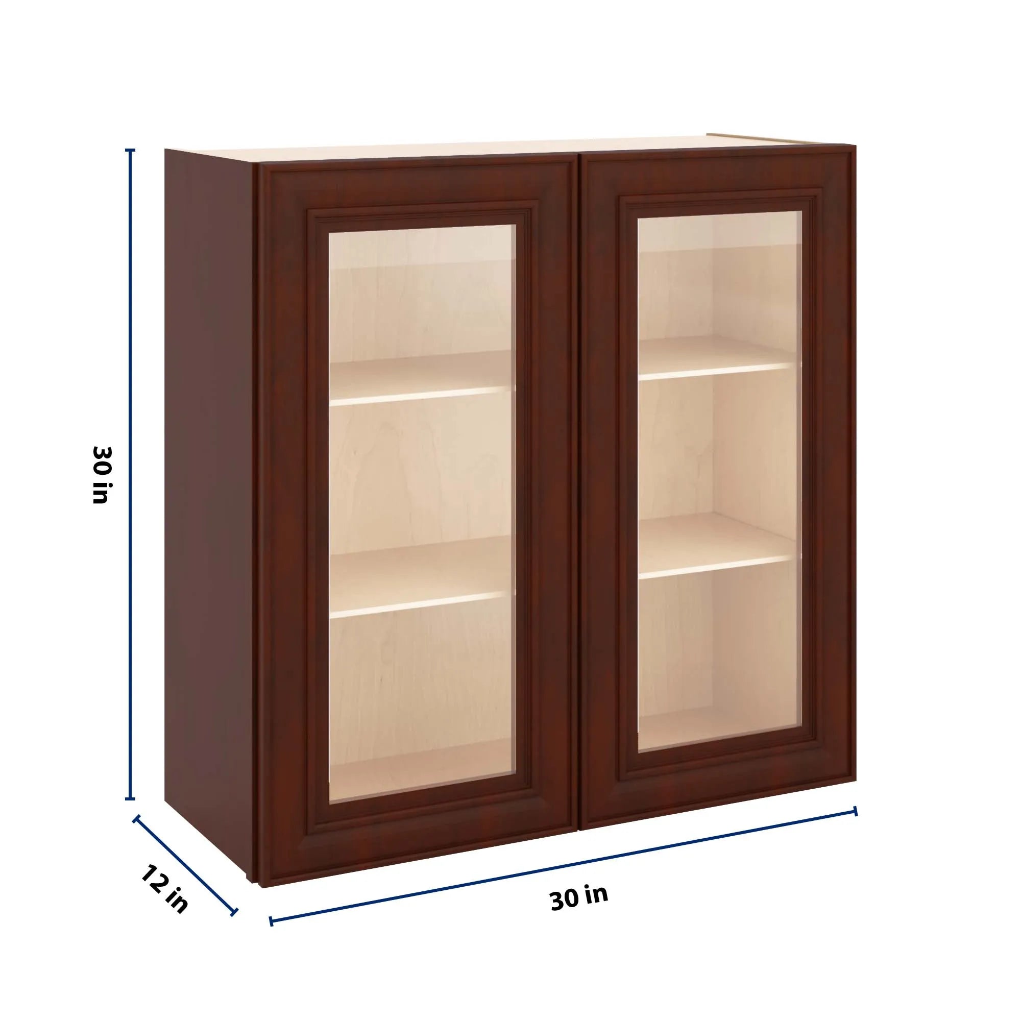 J&K Mahogany J5 Wall Glass Cabinet - 30" W x 30" H (No Glass Insert)