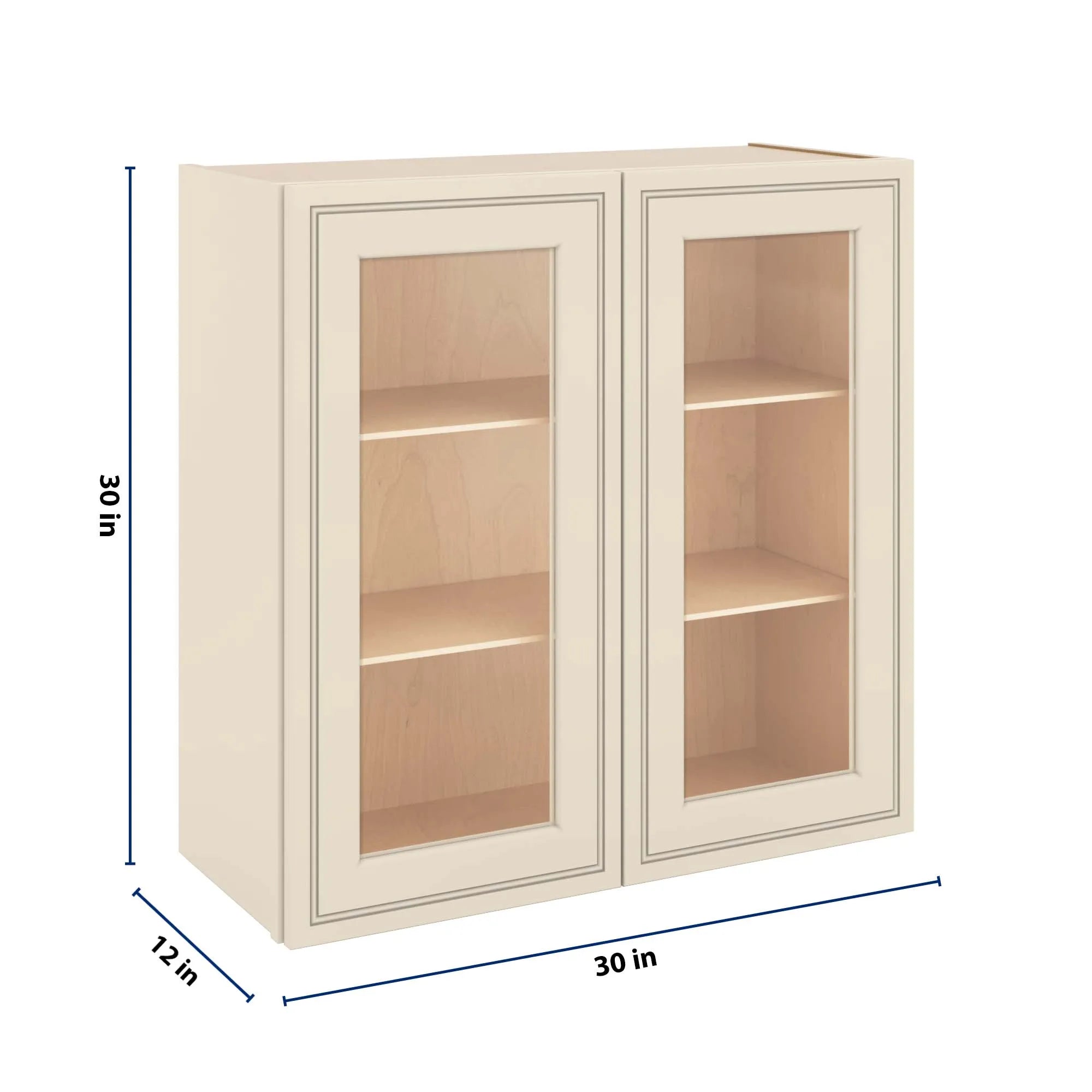 J&K Pearl Glazed H9 Wall Glass Cabinet - 30" W x 30" H (No Glass Insert)