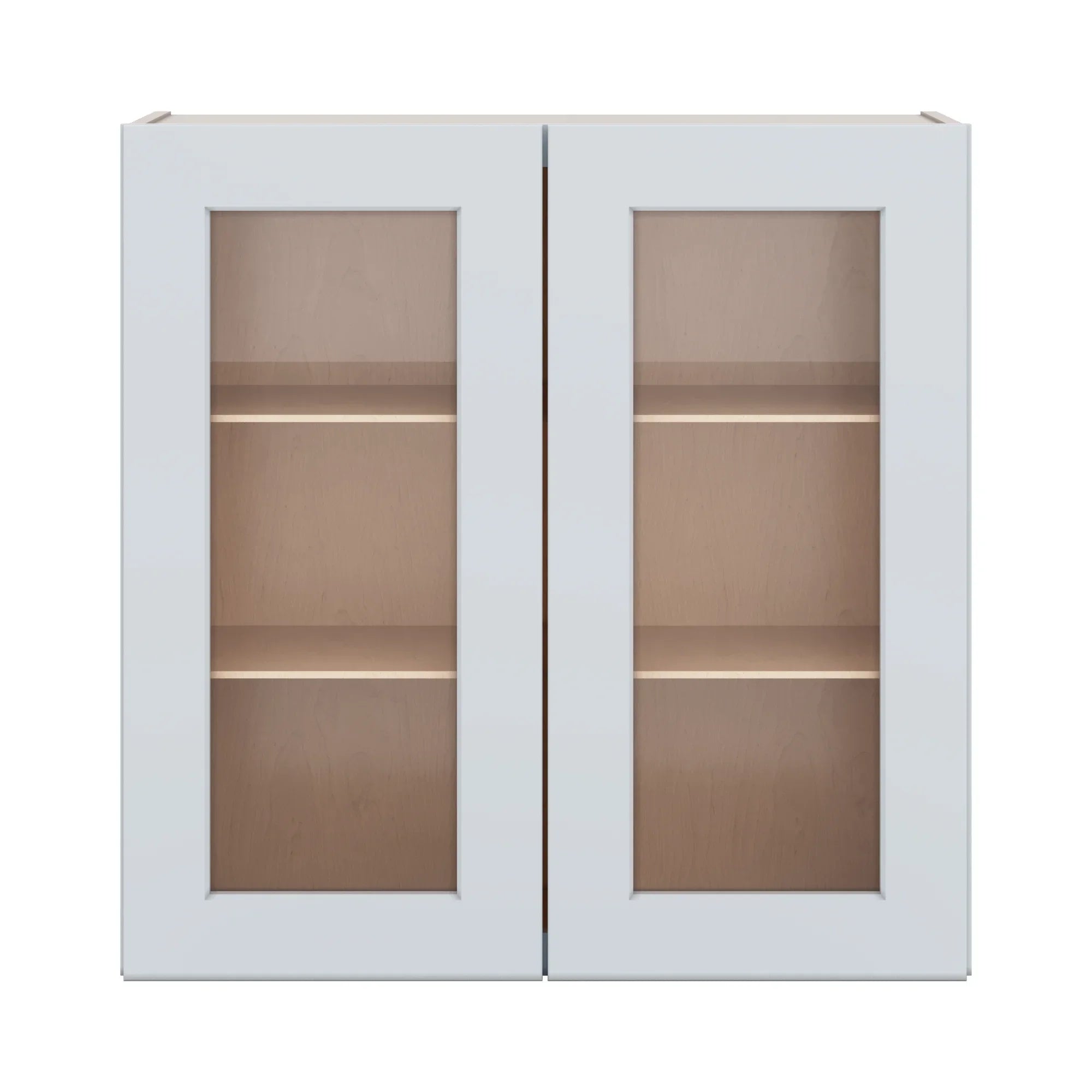 J&K White Shaker S8 Wall Glass Cabinet   30" W x 30" H (No Glass Insert)