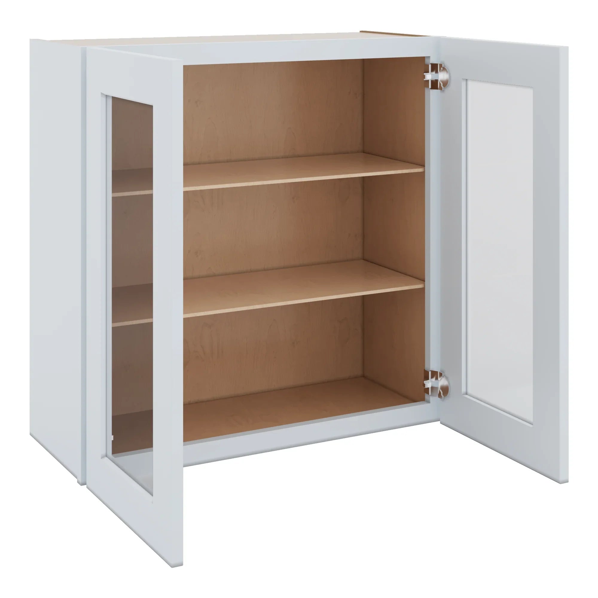 J&K White Shaker S8 Wall Glass Cabinet   30" W x 30" H (No Glass Insert)