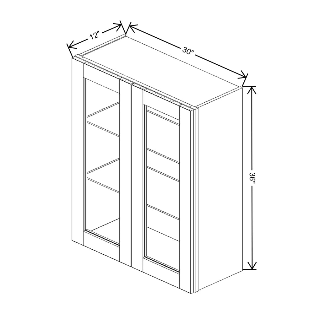 J&K Hazel H8 Wall Glass Cabinet - 30" W x 36" H (No Glass Insert)