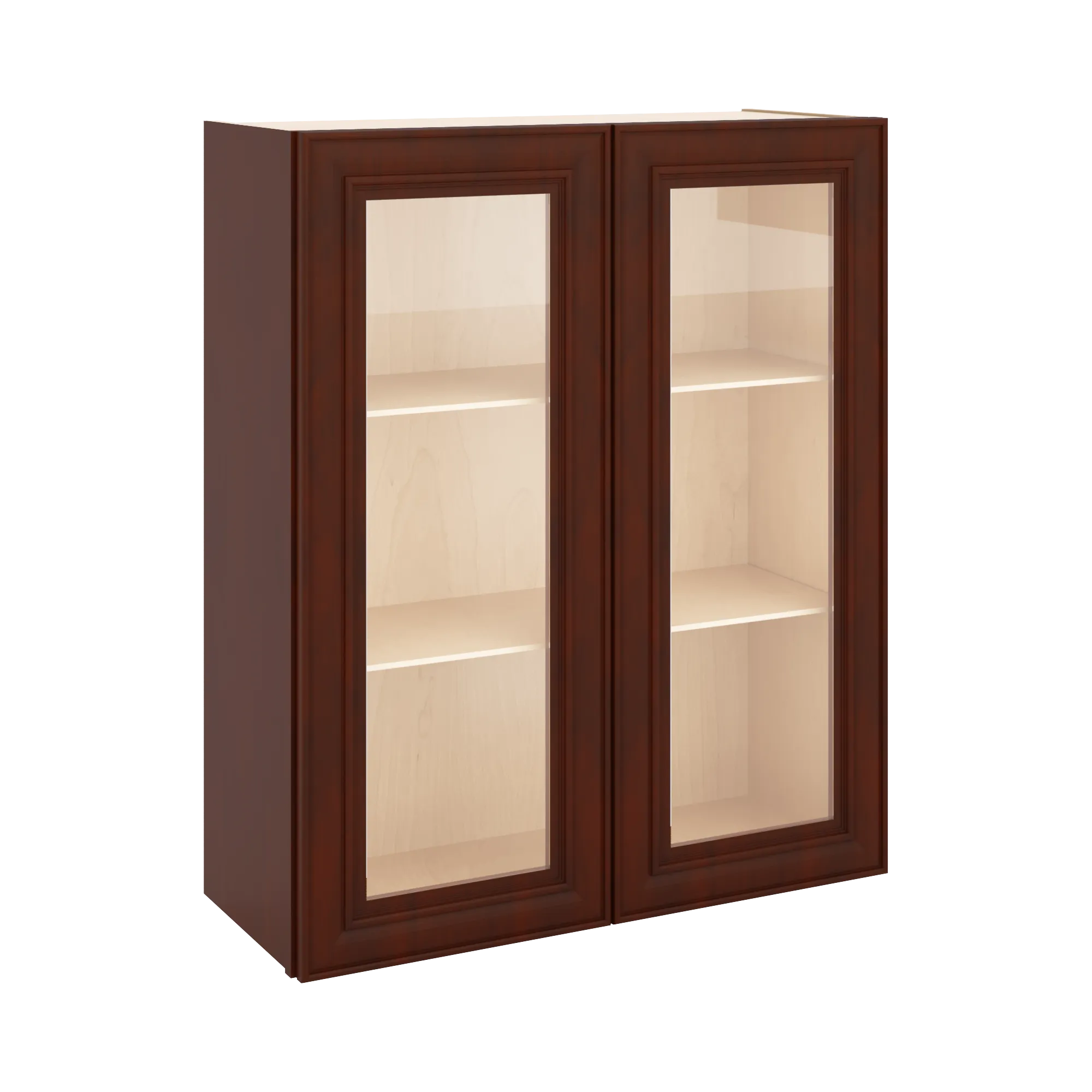J&K Mahogany J5 Wall Glass Cabinet - 30" W x 36" H (No Glass Insert)