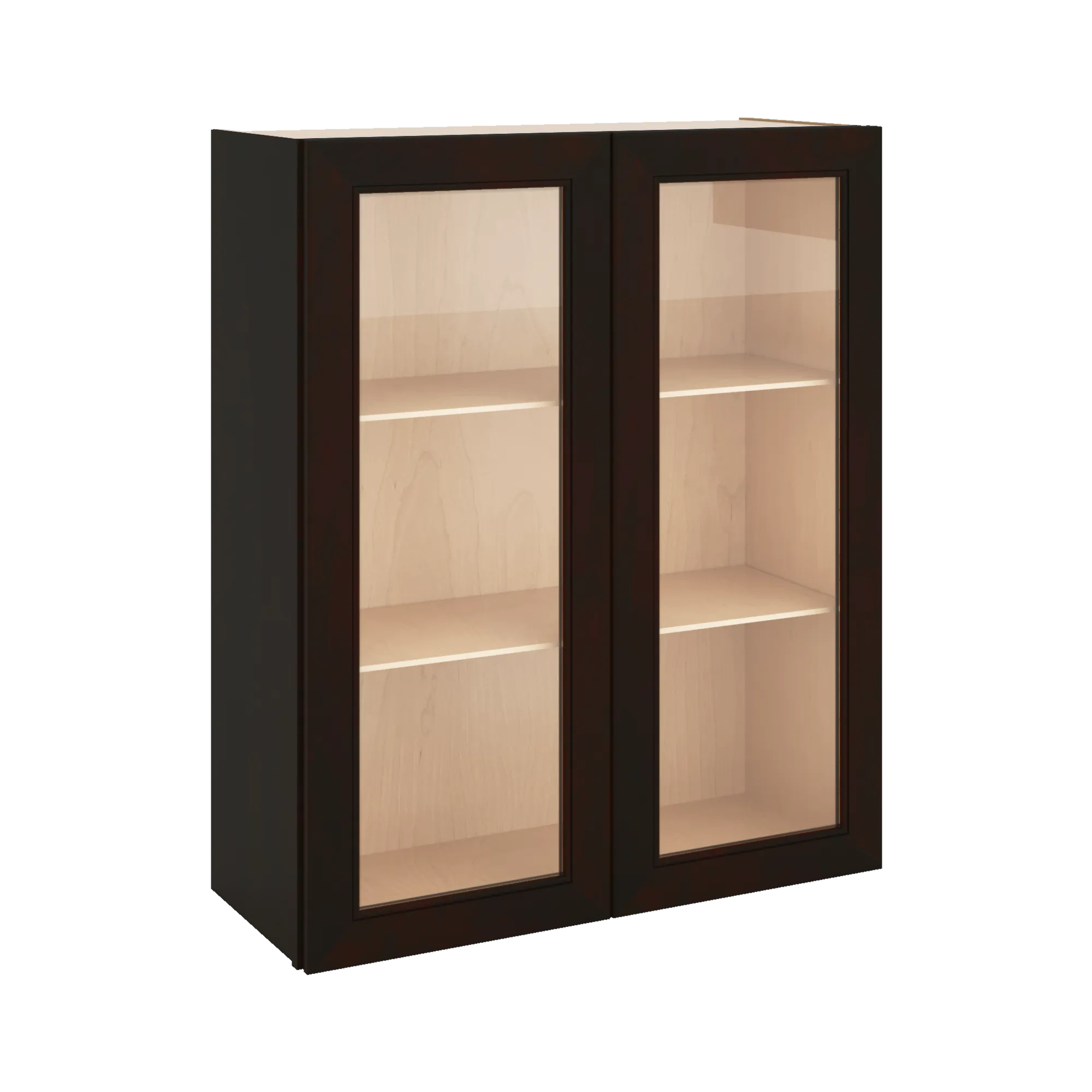 J&K Espresso K8 Wall Glass Cabinet - 30" W x 36" H (No Glass Insert)