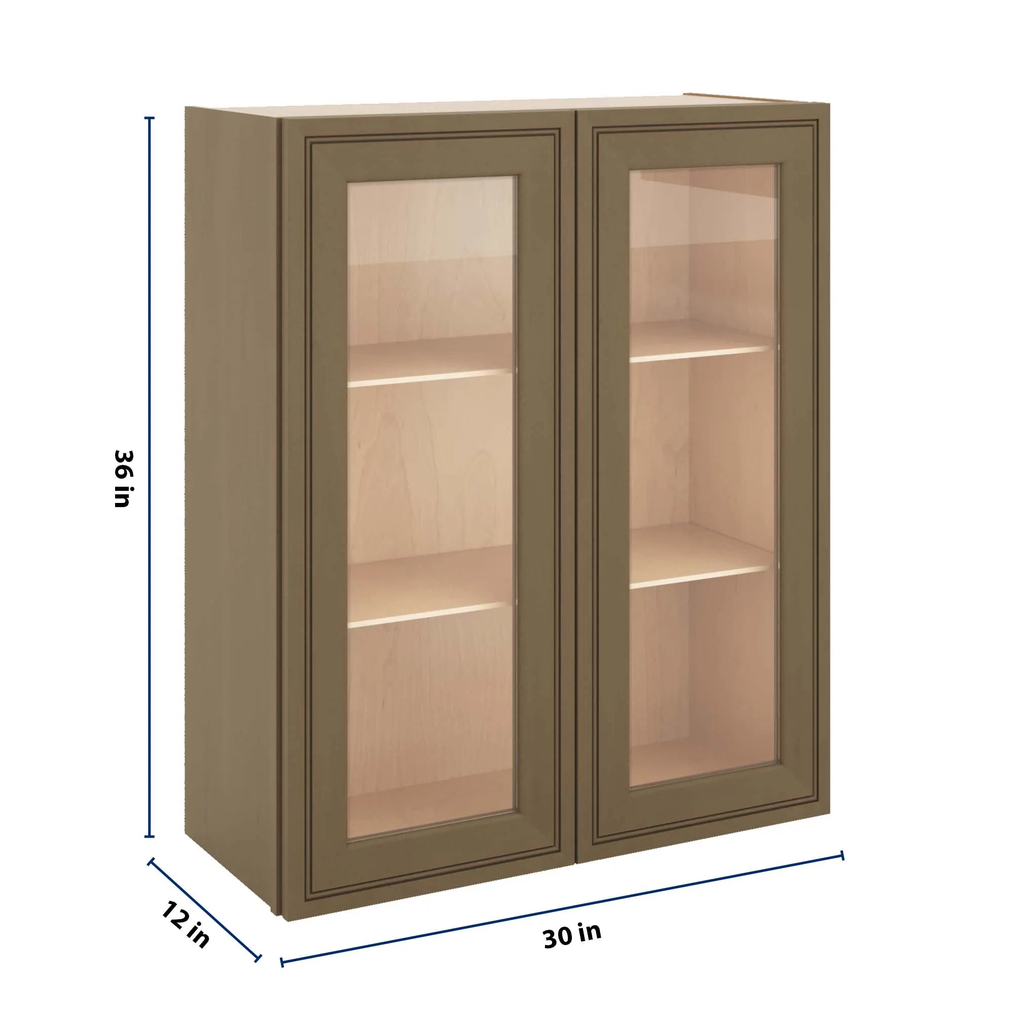 J&K Hazel H8 Wall Glass Cabinet - 30" W x 36" H (No Glass Insert)